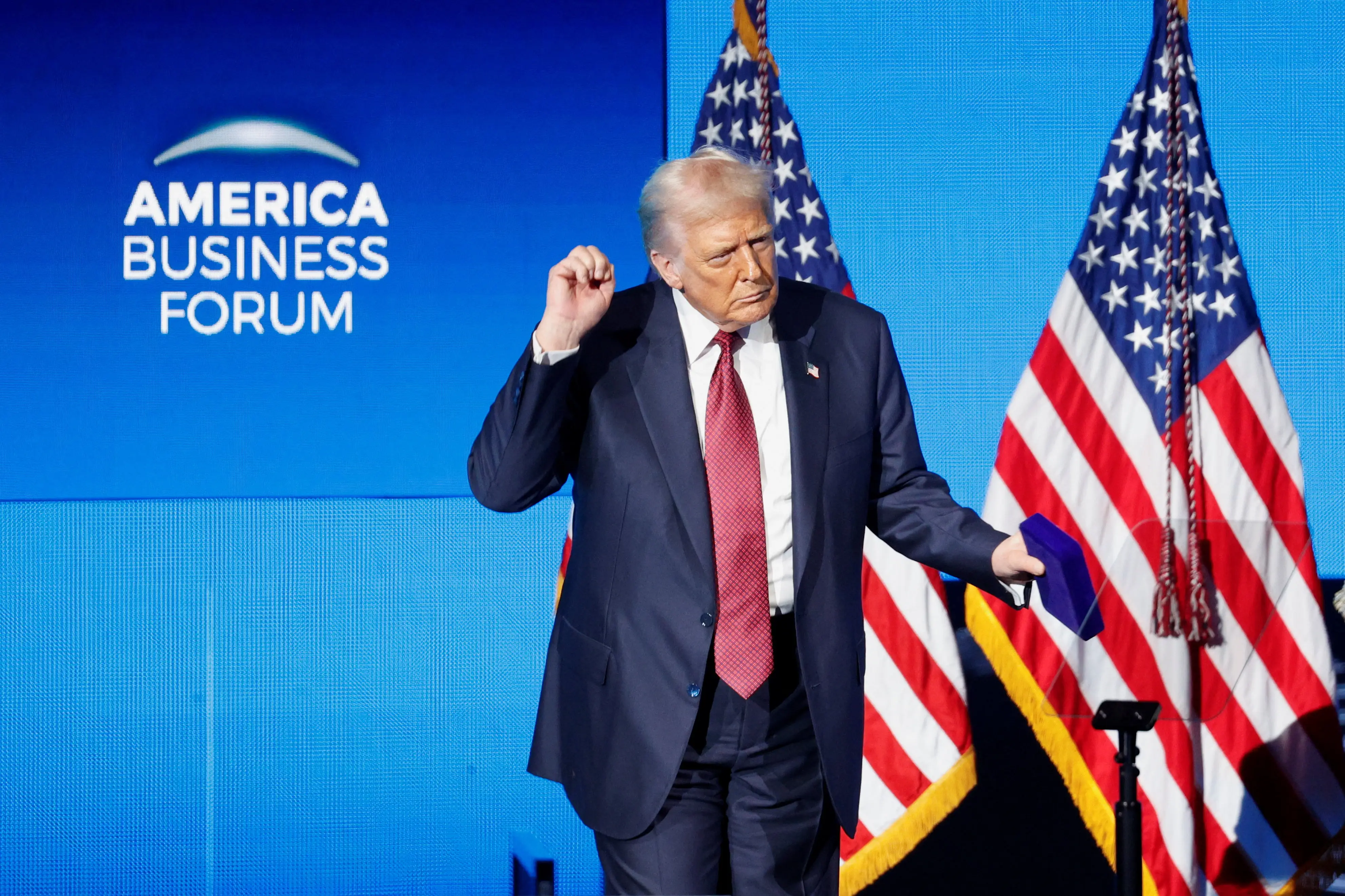 U.S. President Trump delivers remarks at America Business Forum in Miami