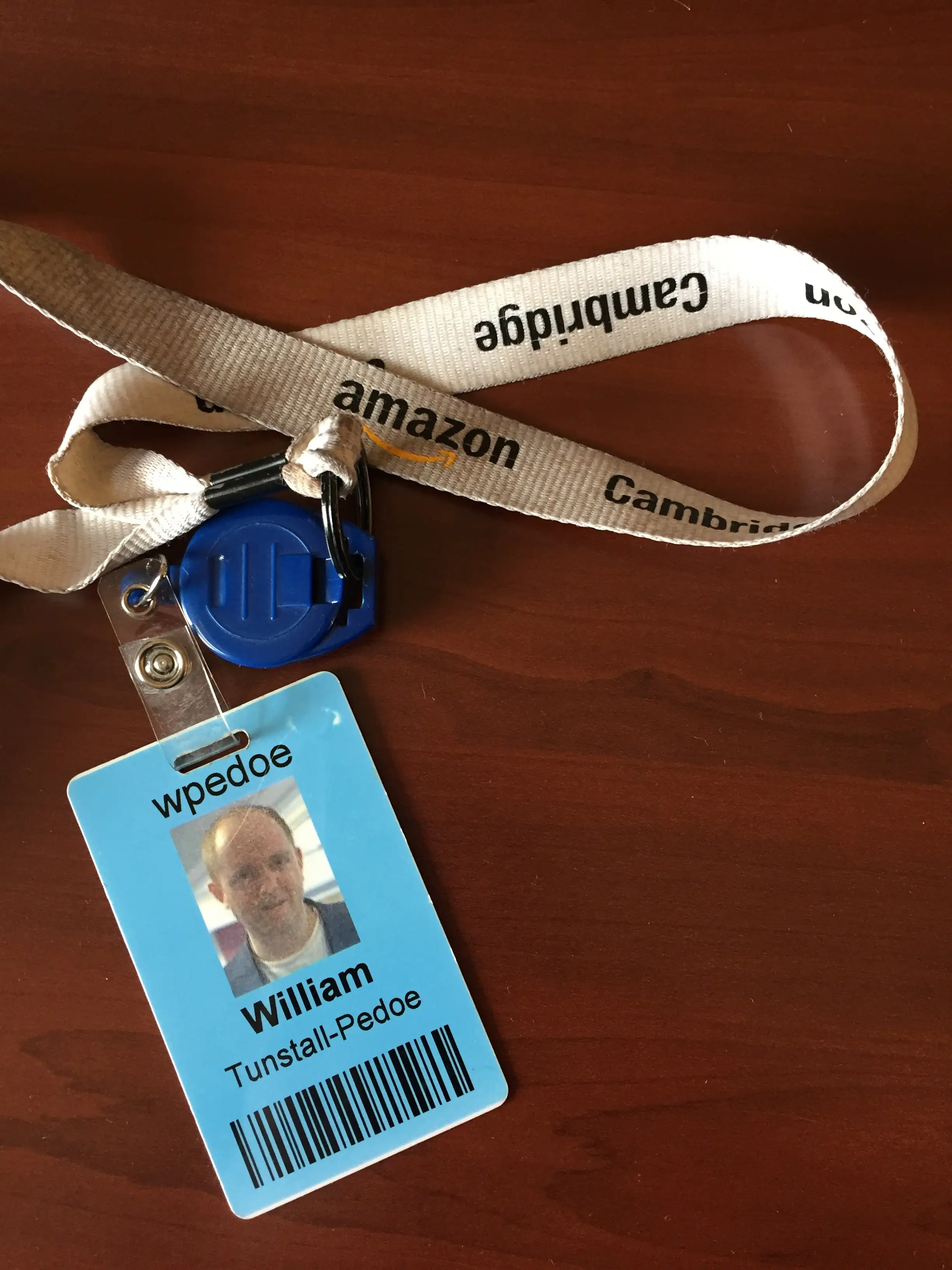 William Tunstall-Pedoe's name badge