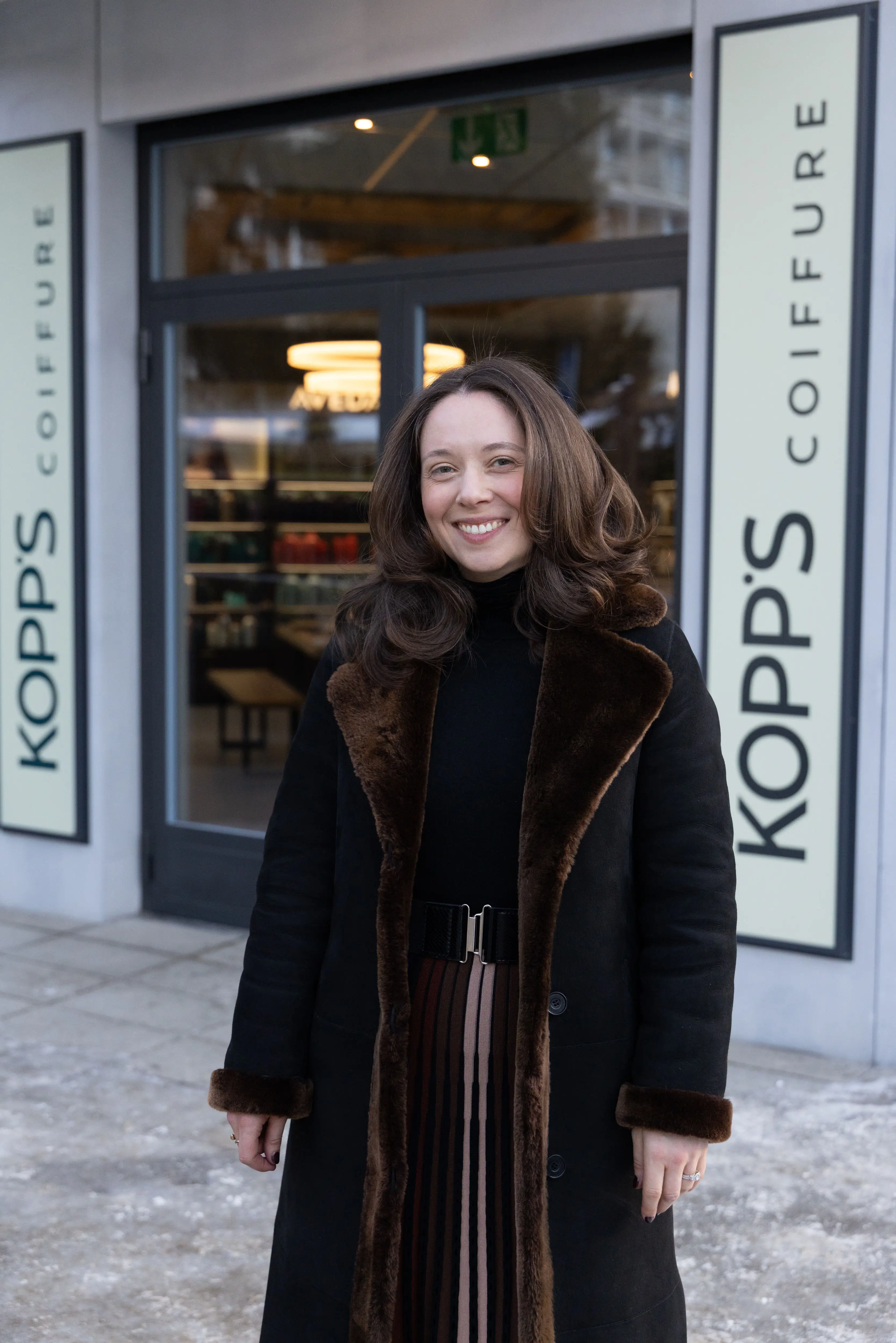 Kim Last at the Kopps Coiffure salon in Davos, Switzerland.