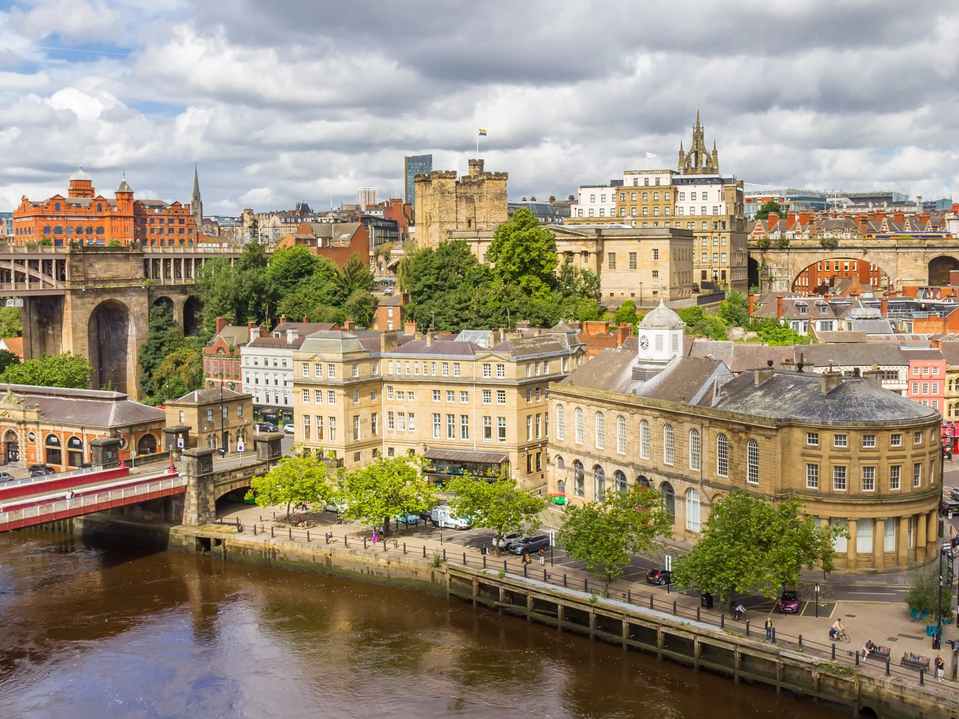 A wide shot of Newcastle, England.