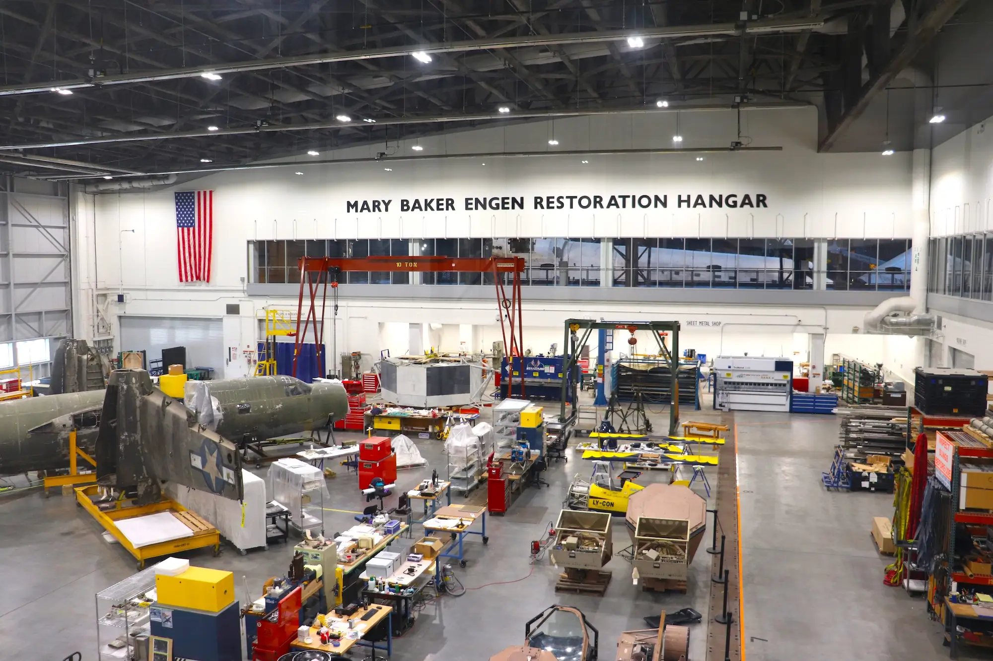 The Mary Baker Engen Restoration Hangar at the National Air and Space Museum's Steven F. Udvar-Hazy Center in Chantilly, Virginia.