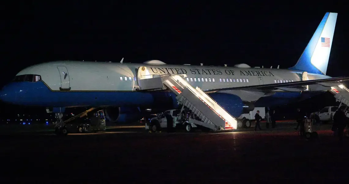 Trump’s hugely anticipated Davos speech looks set for a delay after Air Force One had to turn around