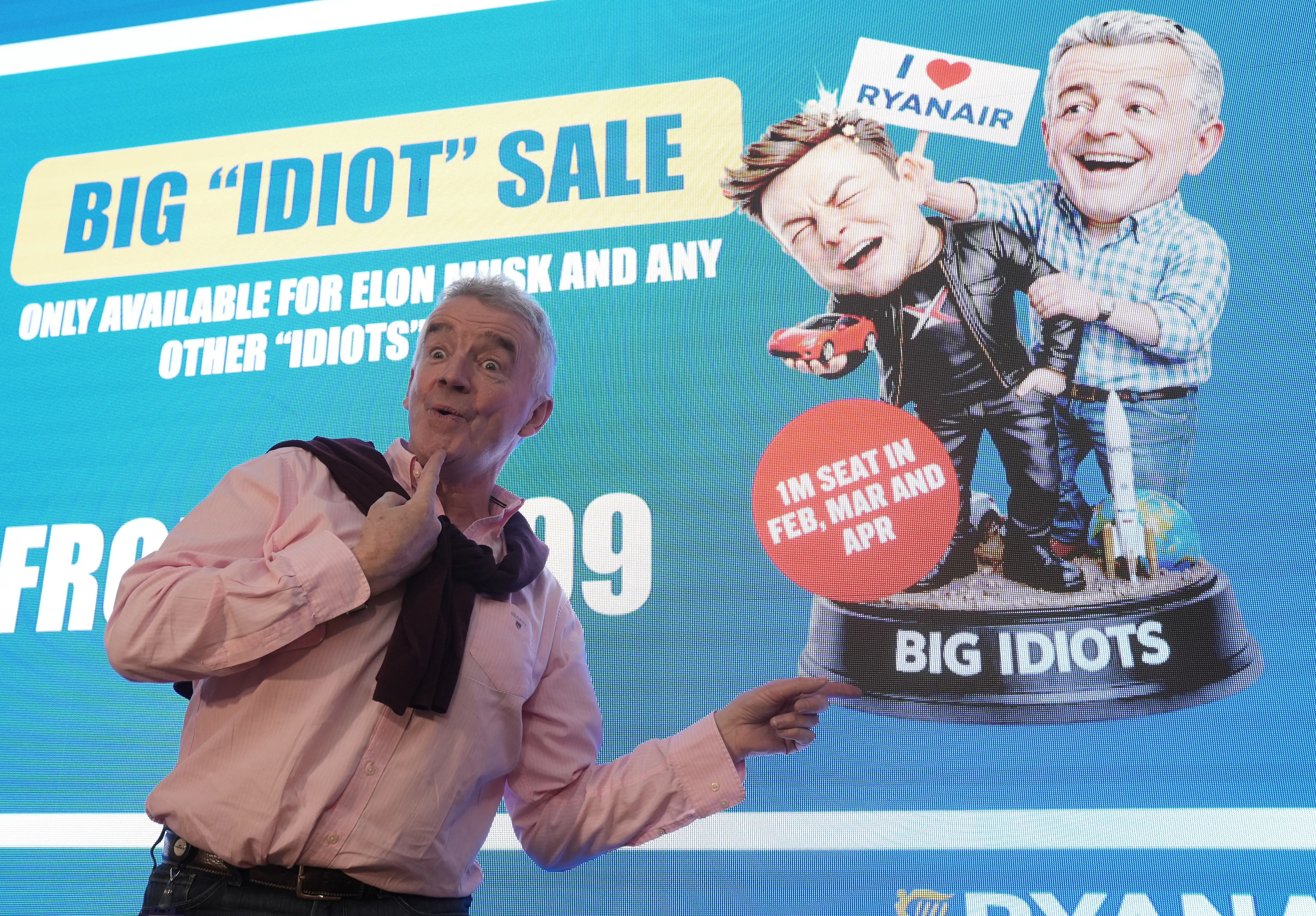 Ryanair Group CEO Michael O'Leary during a press conference at The Mayson Hotel, Dublin, after tech billionaire Elon Musk floated the idea of buying the budget airline to 