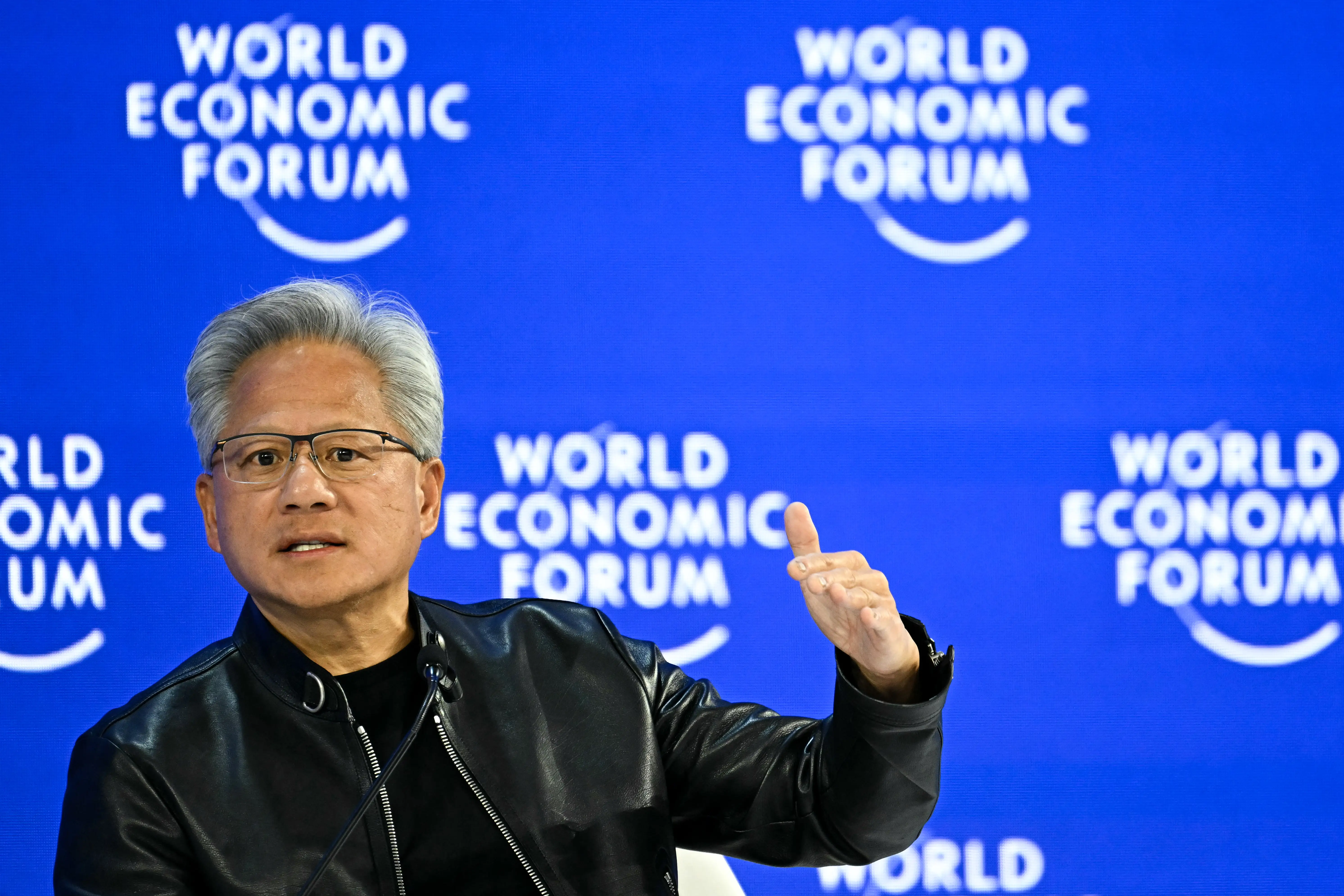 Nvidia CEO Jensen Huang speaking at Davos 2026