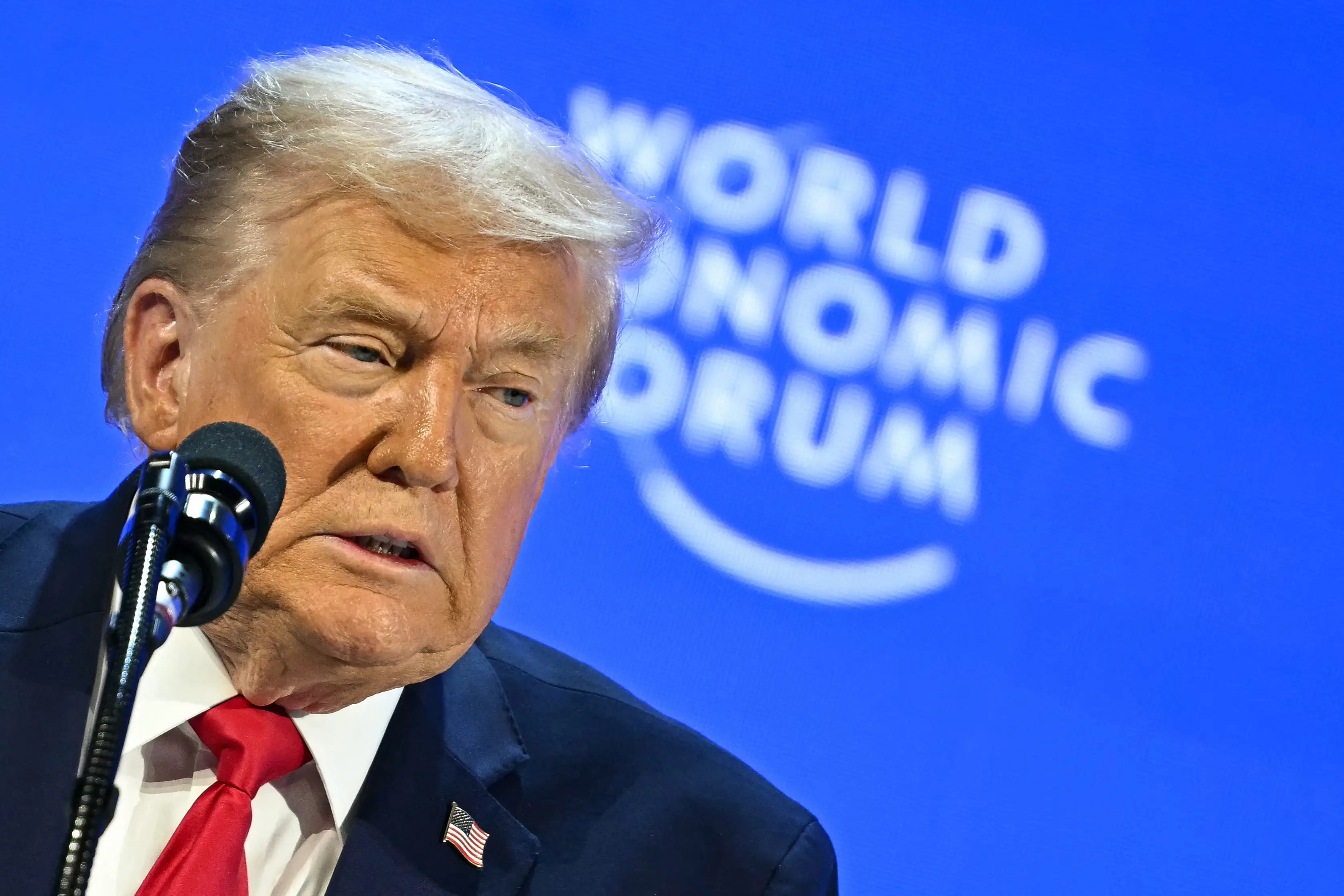 US President Donald Trump delivers a special address during the World Economic Forum (WEF) annual meeting in Davos on January 21, 2026