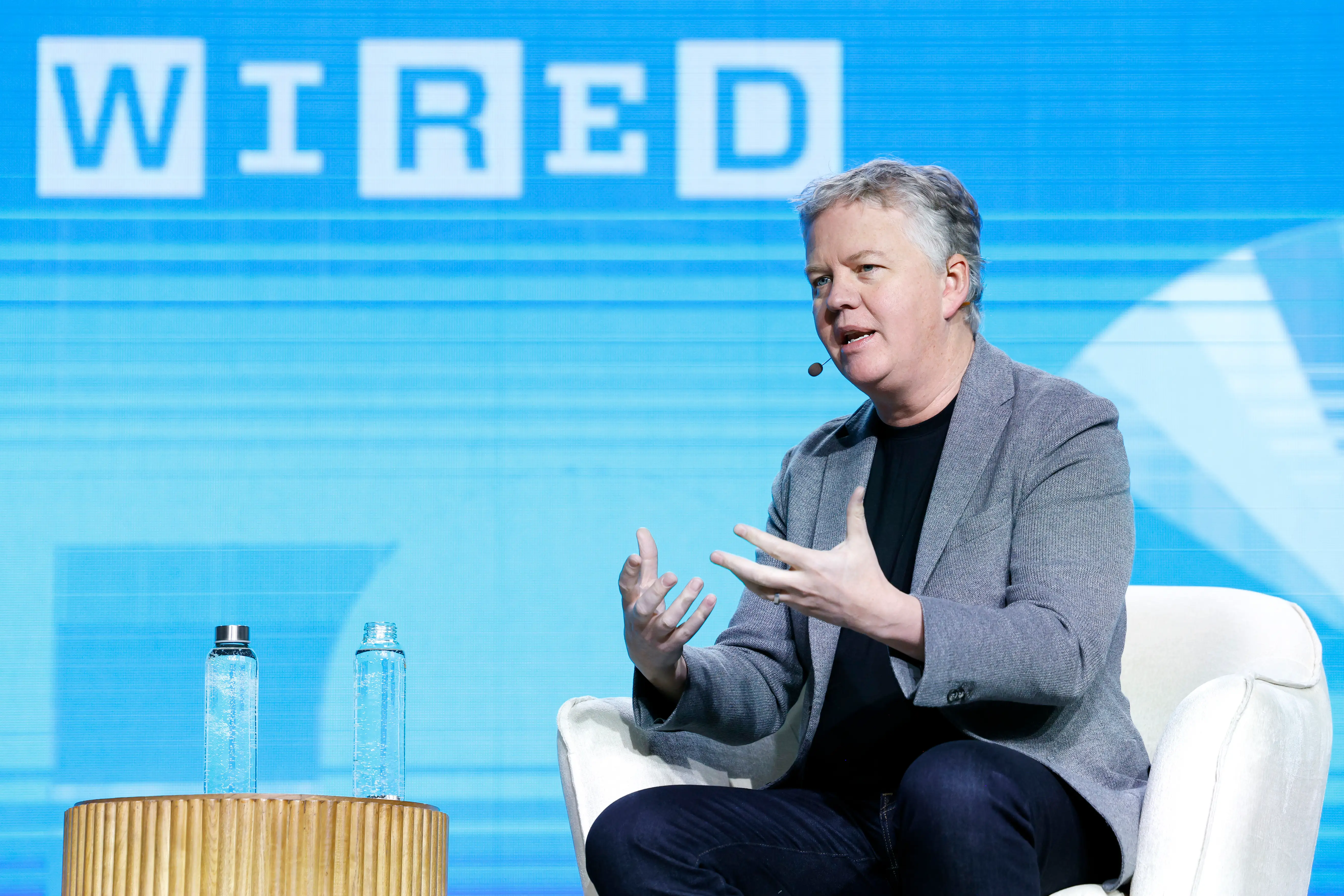Cloudflare CEO Matthew Prince speaks to an audience at a Wired event.