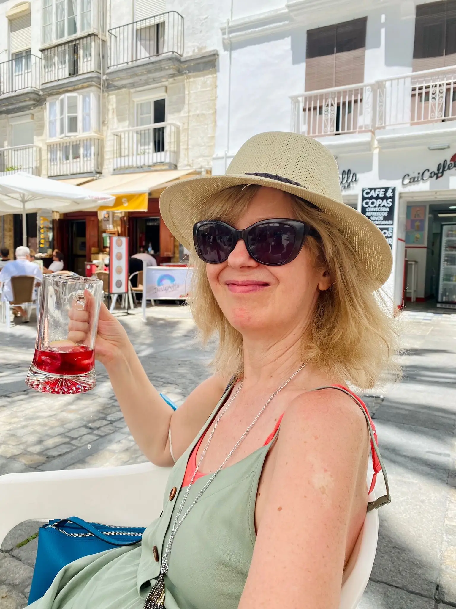 Siobhan Colgan drinking outside in madrid