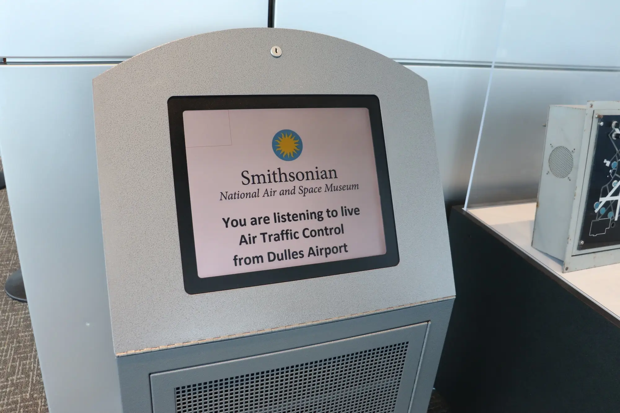 A speaker played live Air Traffic Control audio at the observation tower.