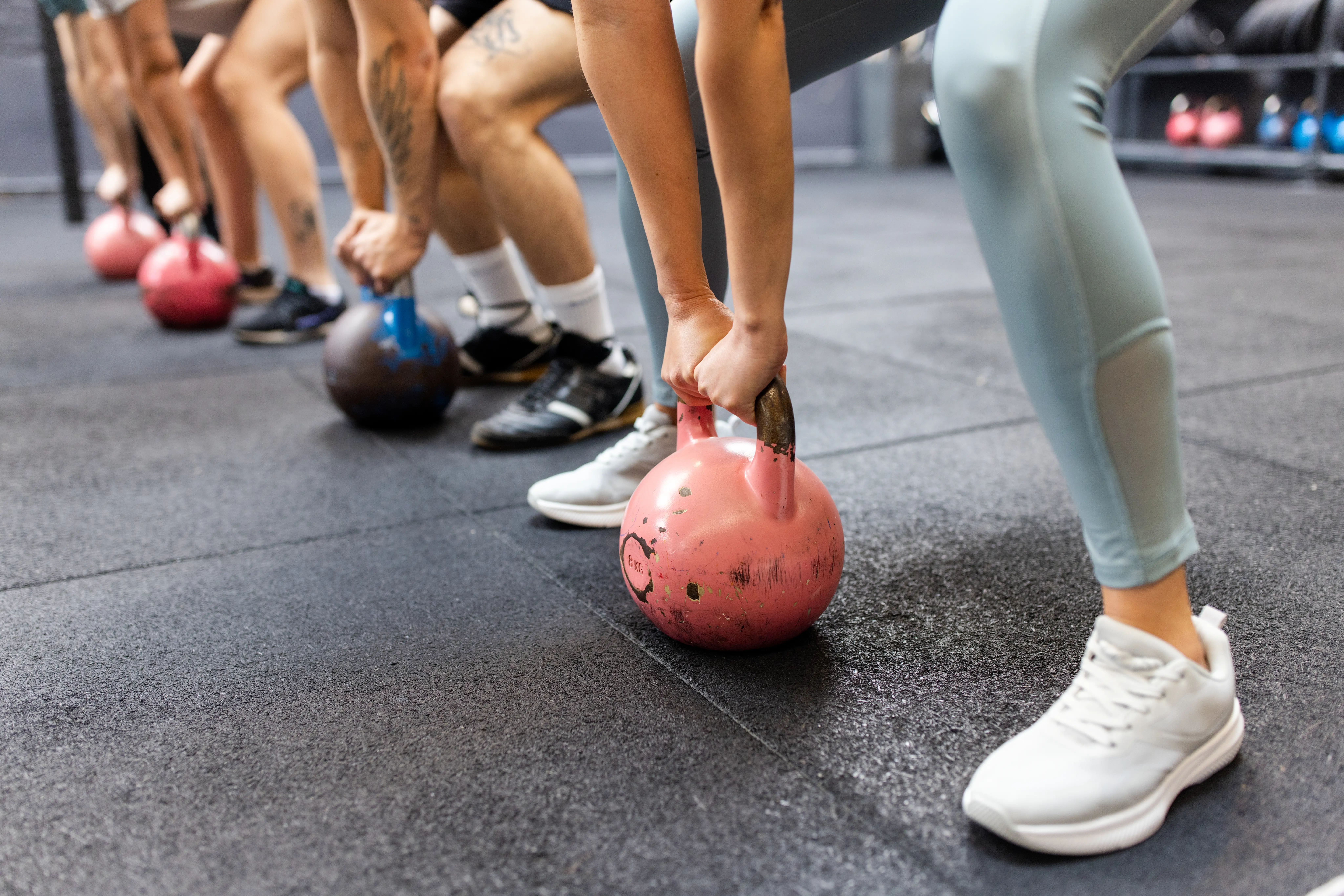 Woman holding kettlebell