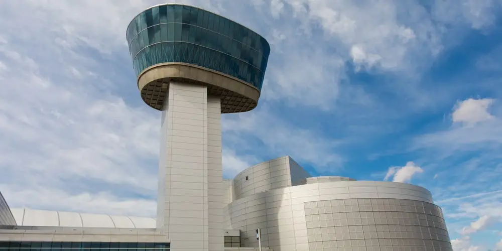 Inside the National Air and Space Museum’s 164-foot observation tower overlooking Washington, DC’s largest airport