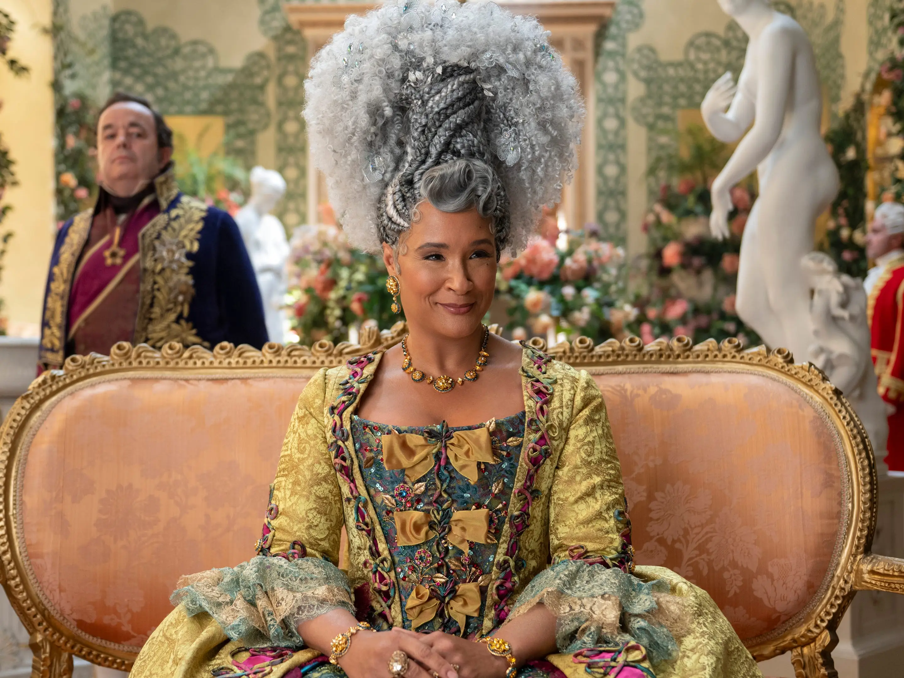 Golda Rosheuvel as Queen Charlotte in episode 403 of Bridgerton.