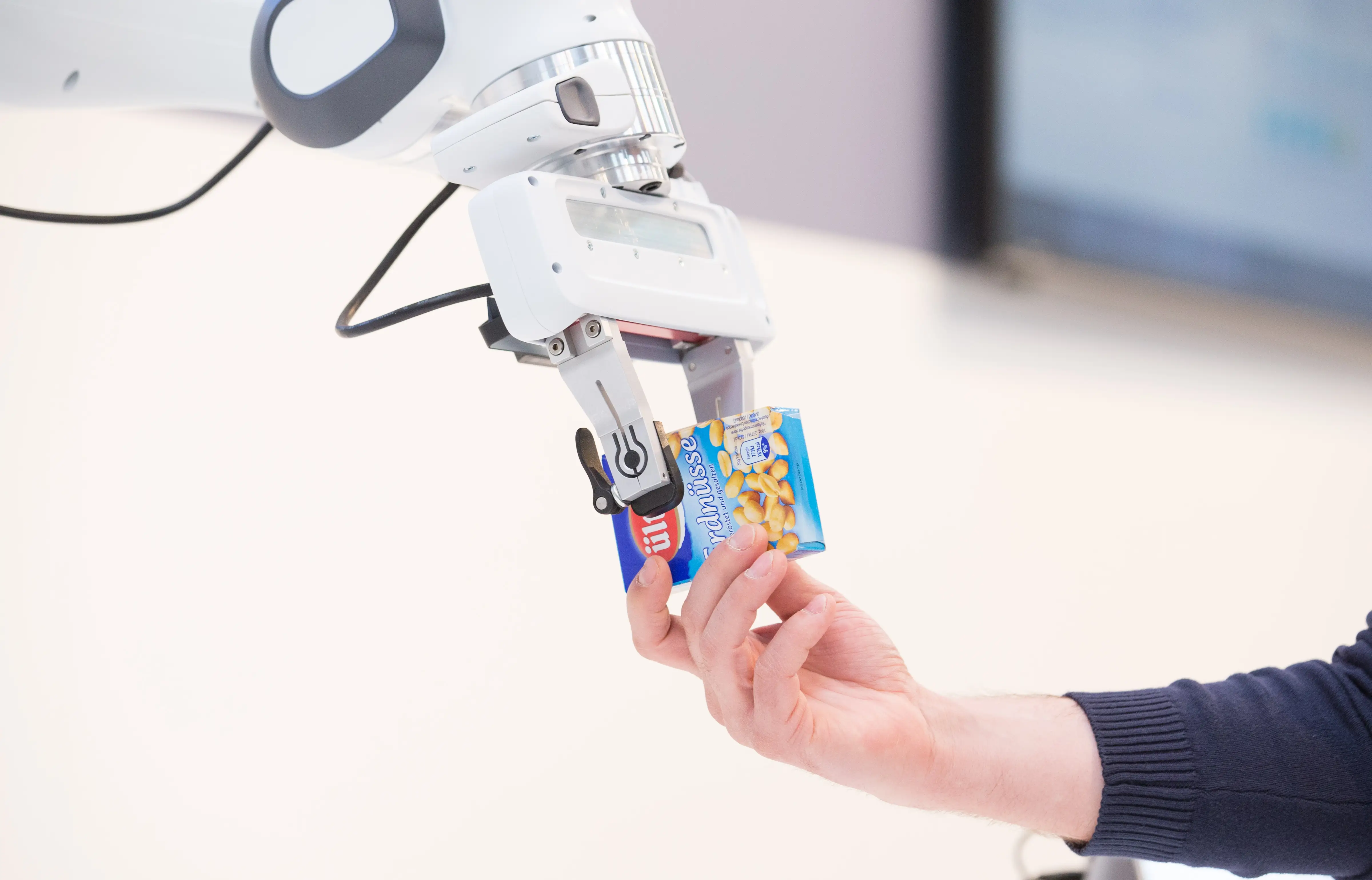 The robots are made by Franka, a German robotics research company.