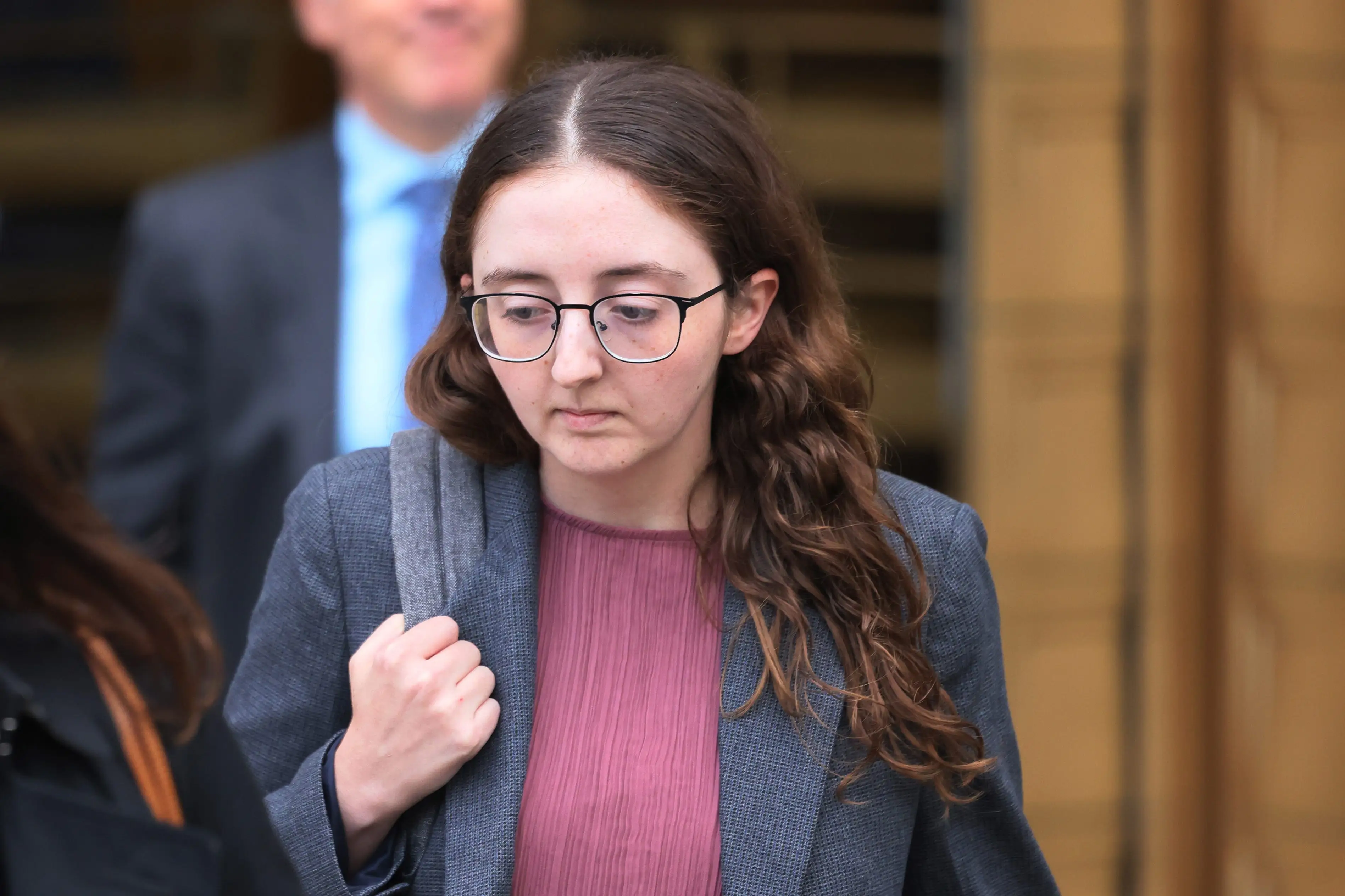 Caroline Ellison, former chief executive officer of Alameda Research LLC, leaves Manhattan Federal Court after testifying during the trial of FTX CEO Sam Bankman-Fried, on October 10, 2023 in New York City.