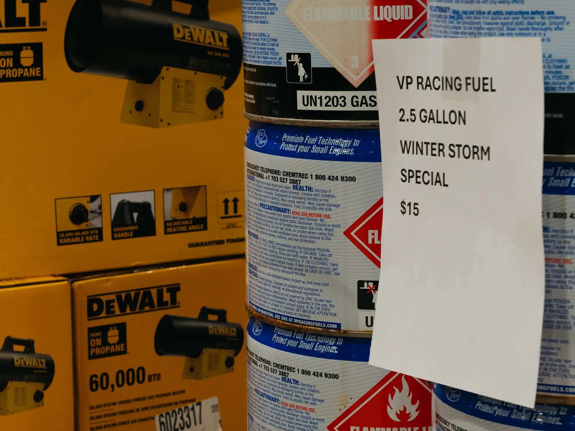 Fuel inside store in Mroganton, North Carolina, ahead of winter storm Fern on January 22, 2026