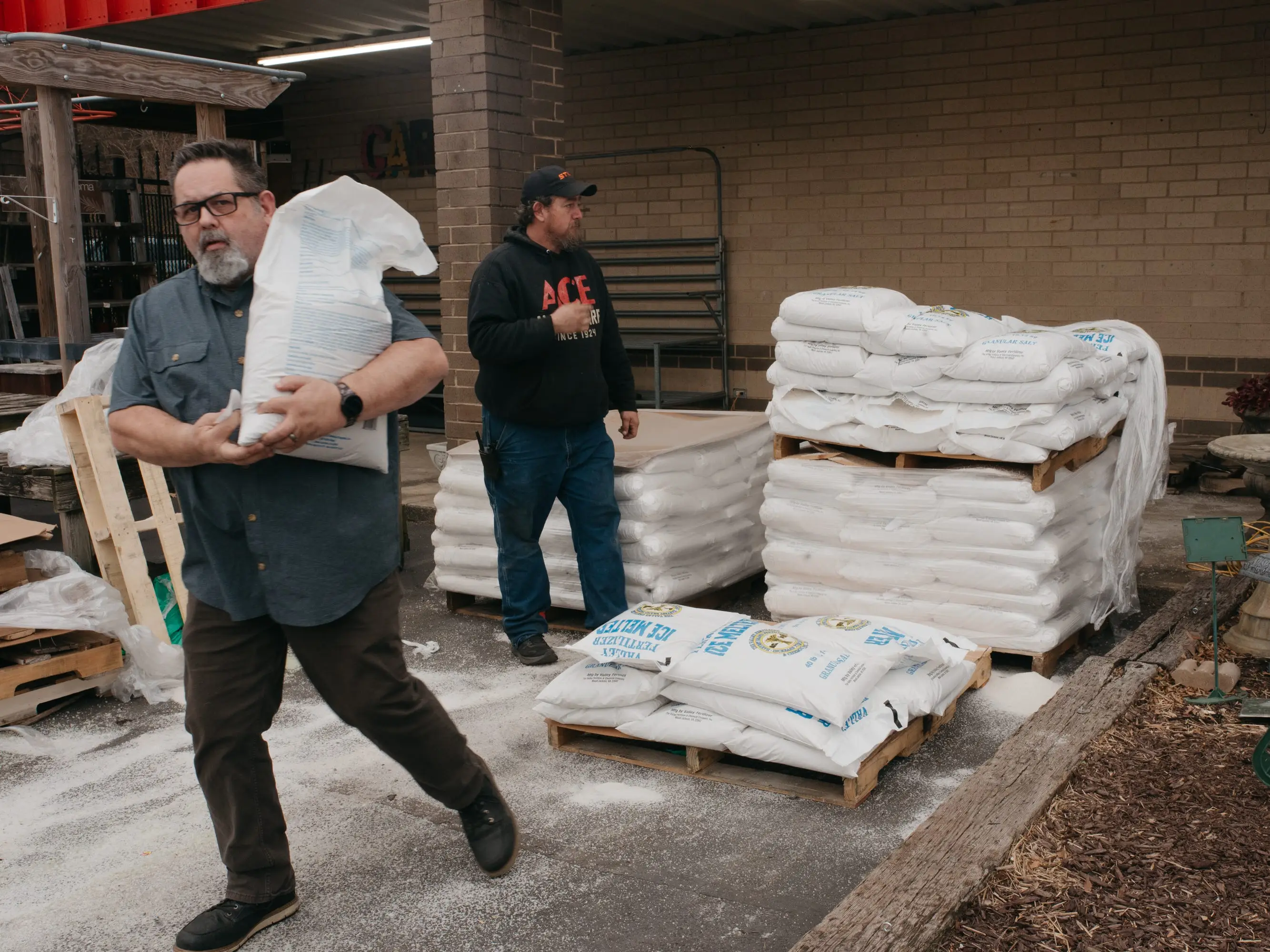 Shoppers buy ice melt salt in Morganton, North Carolina, ahead of winter storm Fern on Thursday, January 22, 2026