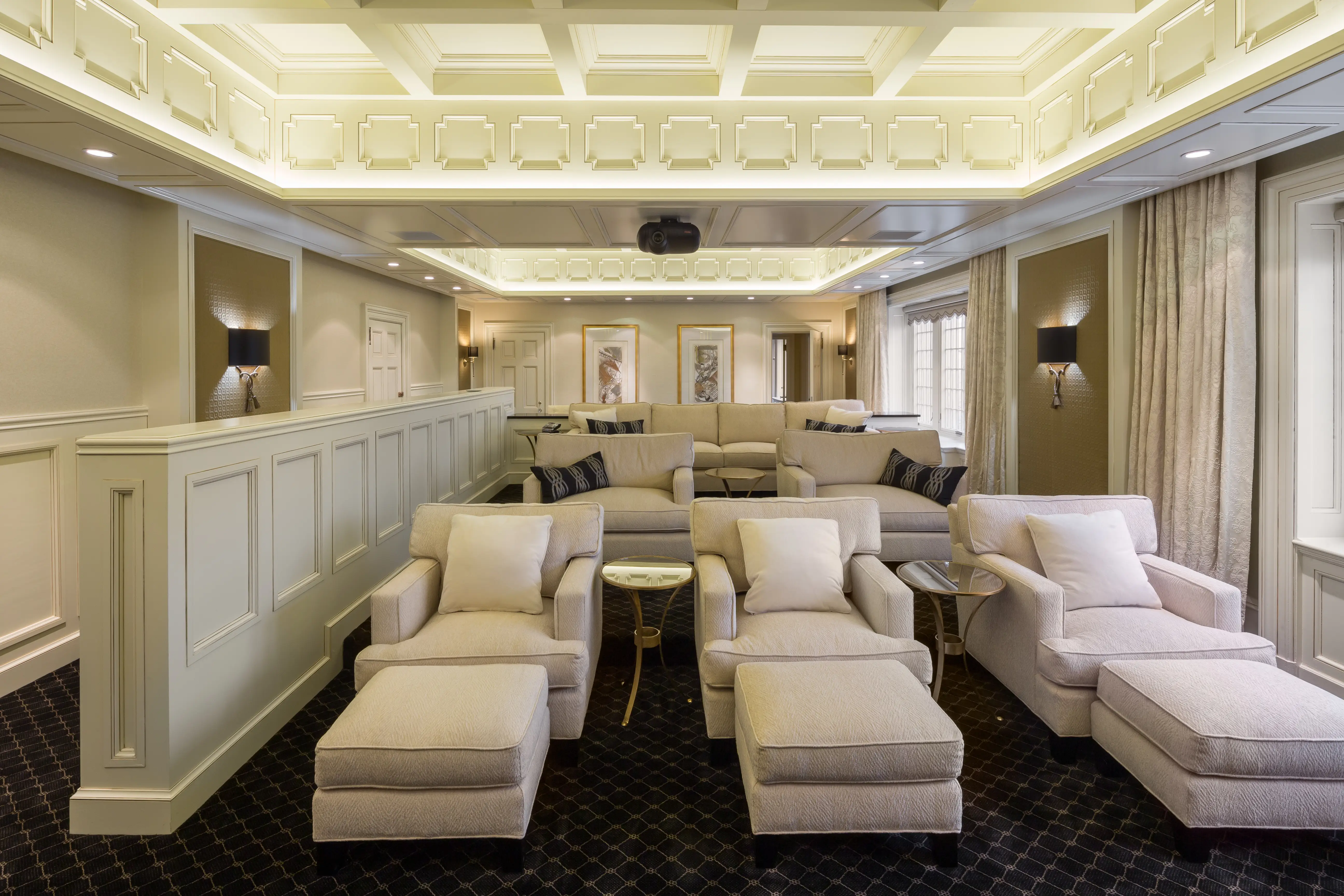A new owner built a chic, but comfortable movie theater in the Crocker-McMillin mansion.