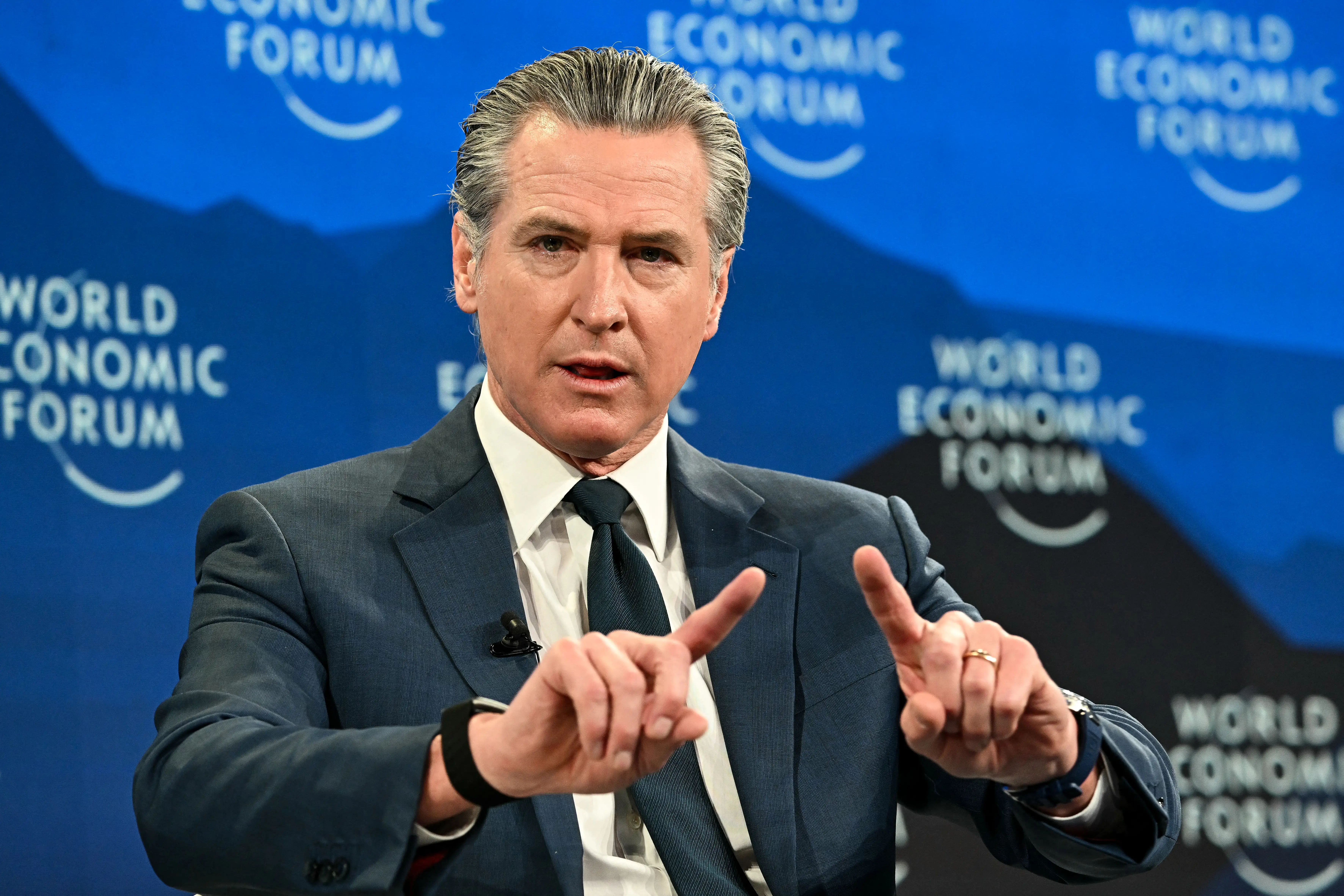 California Gov. Gavin Newsom at the World Economic Forum (WEF) annual meeting in Davos on January 22, 2026