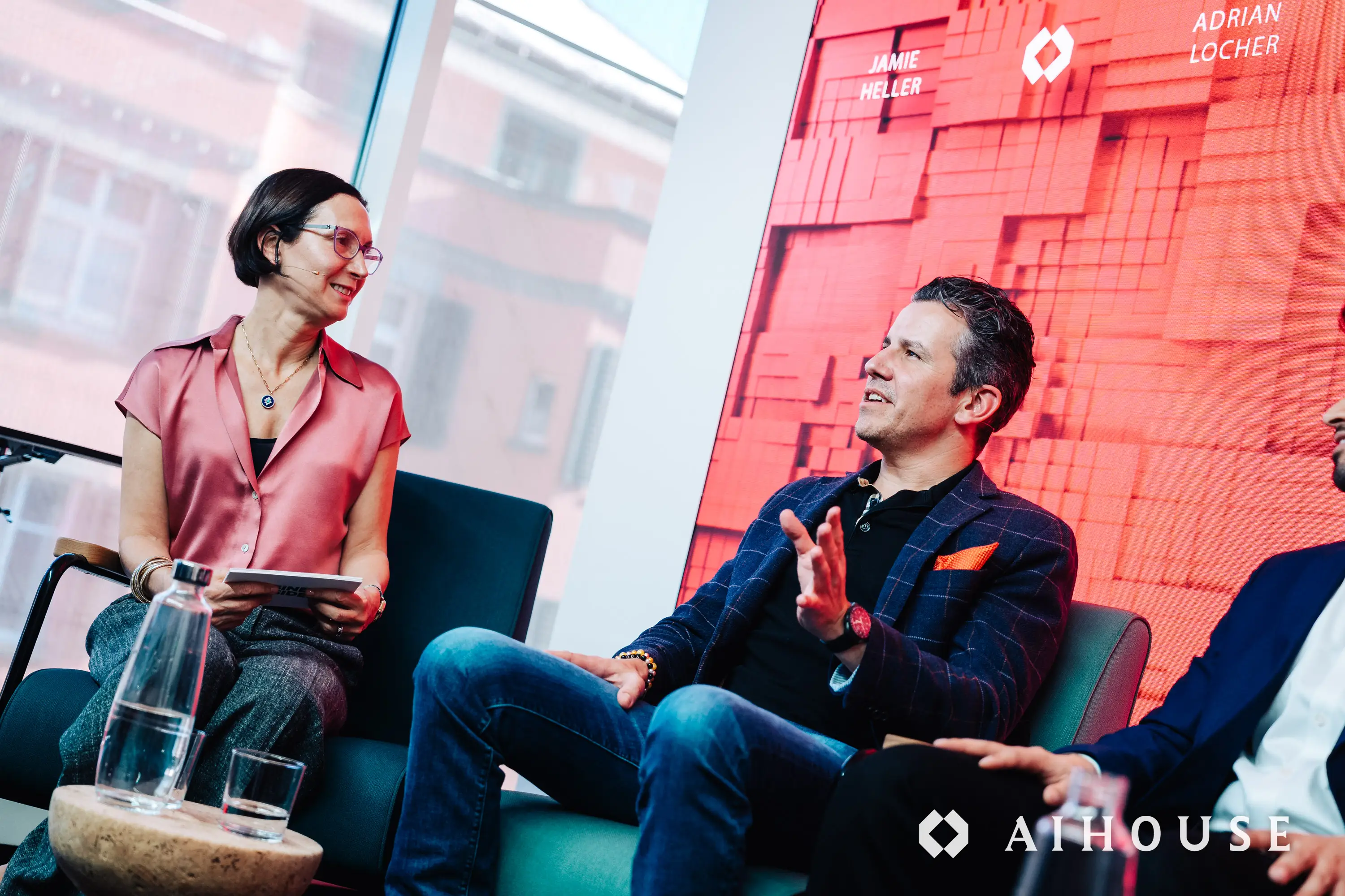 Jamie Heller moderating a panel on the next wave of deep tech.