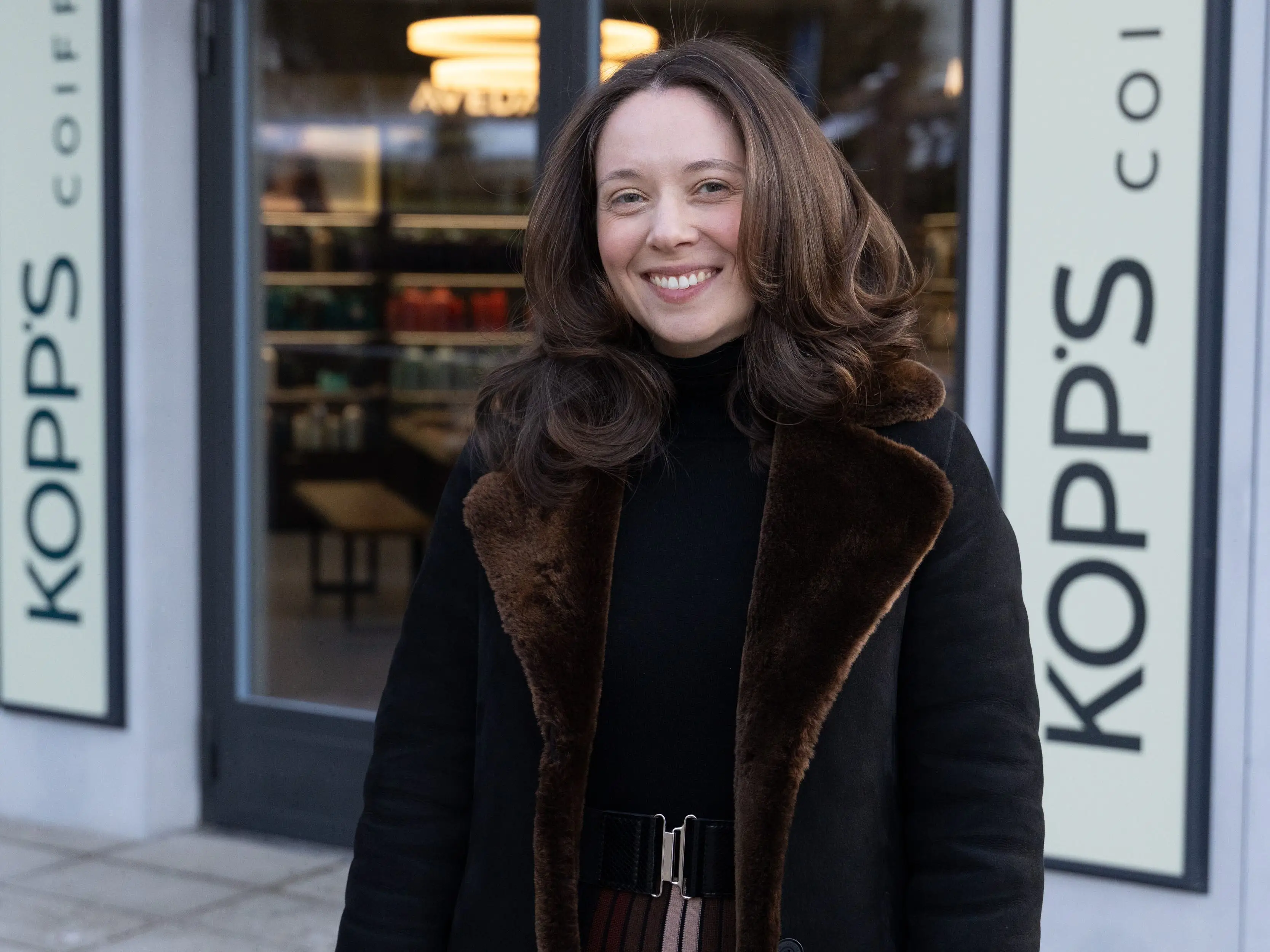 Kim Last at the Kopps Coiffure salon in Davos, Switzerland.