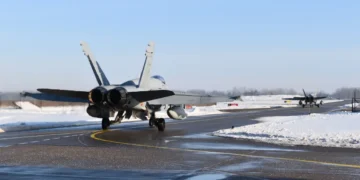 A NATO fighter wing showed up for front-line air patrols with drone defenses for the first time