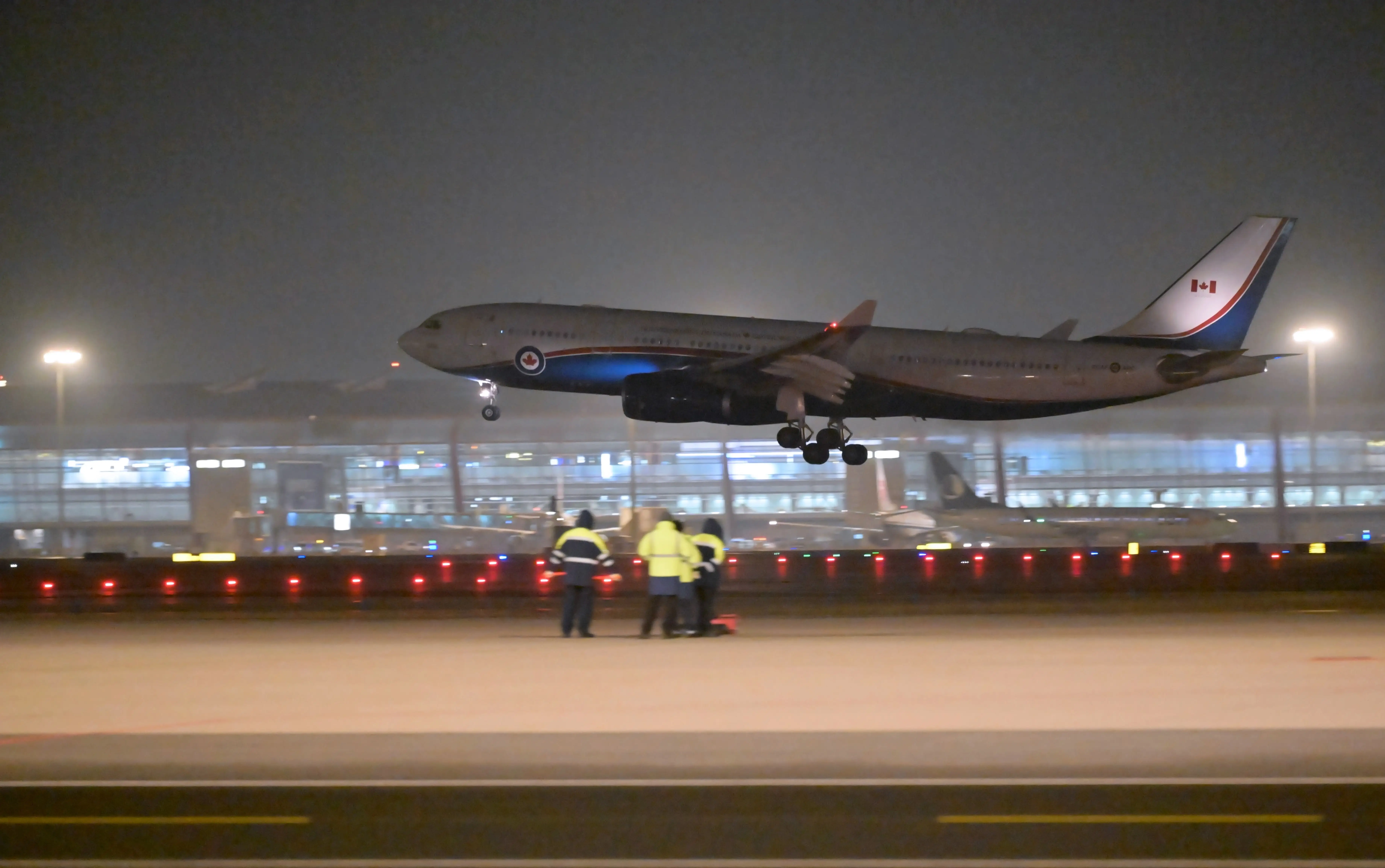 The plane carrying Canadian Prime Minister Mark Carney arrives in Beijing, capital of China, Jan. 14, 2026.