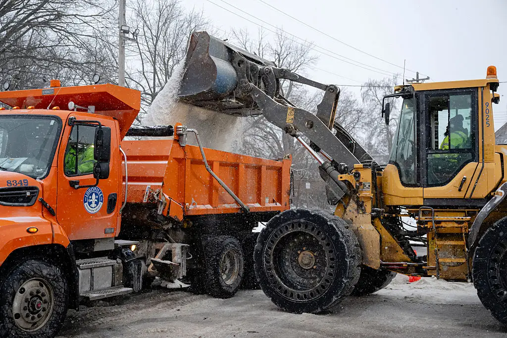 Salt truck filled with salt