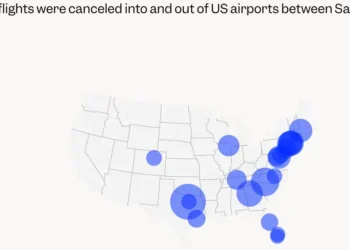 Mapped: 19,000 US flights canceled due to the huge winter storm &mdash; marking the worst weekend for air travel since COVID