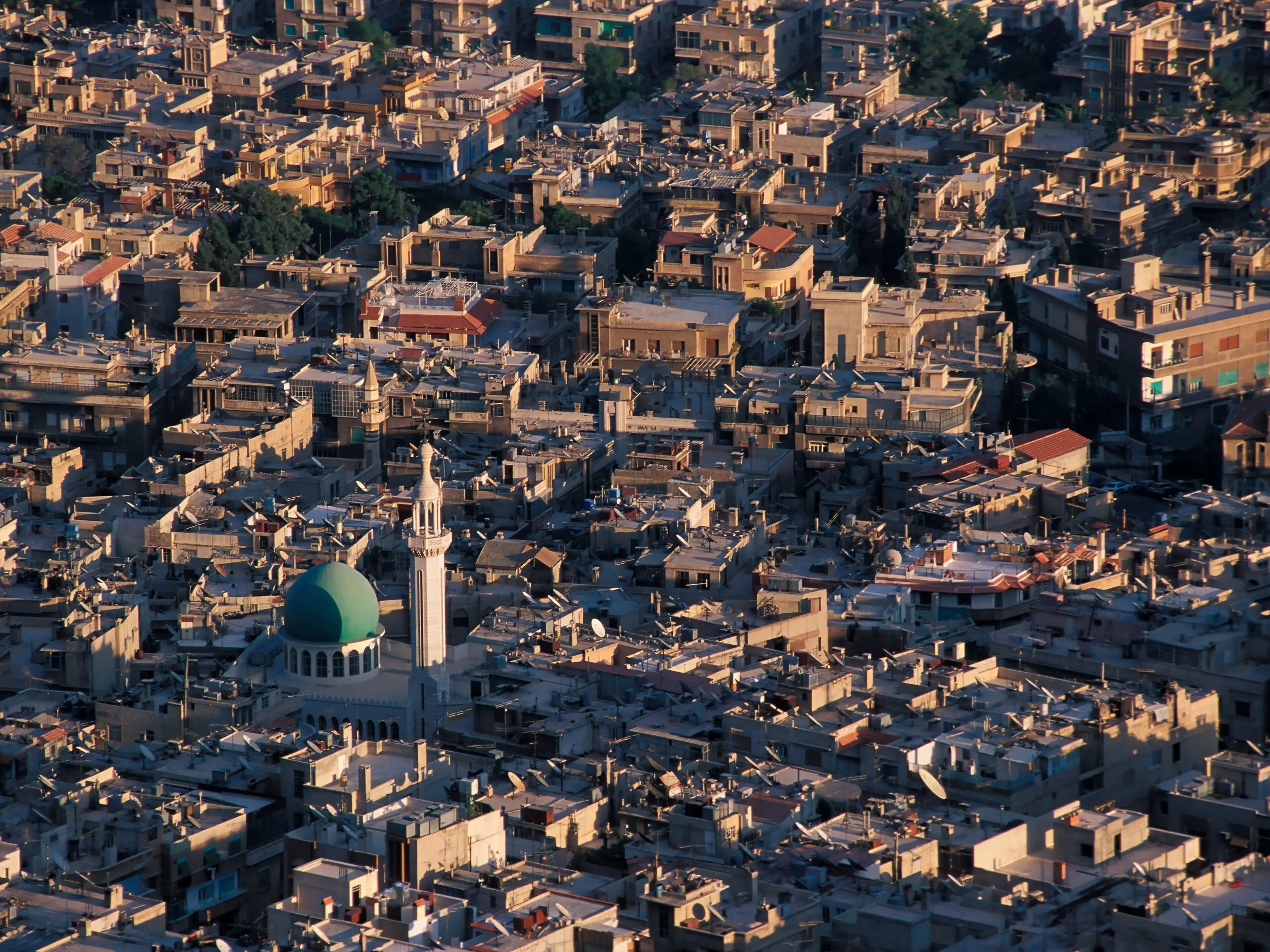 SYRIA - DAMASCUS - view of the city at sunset from Jebel Qassioun hill