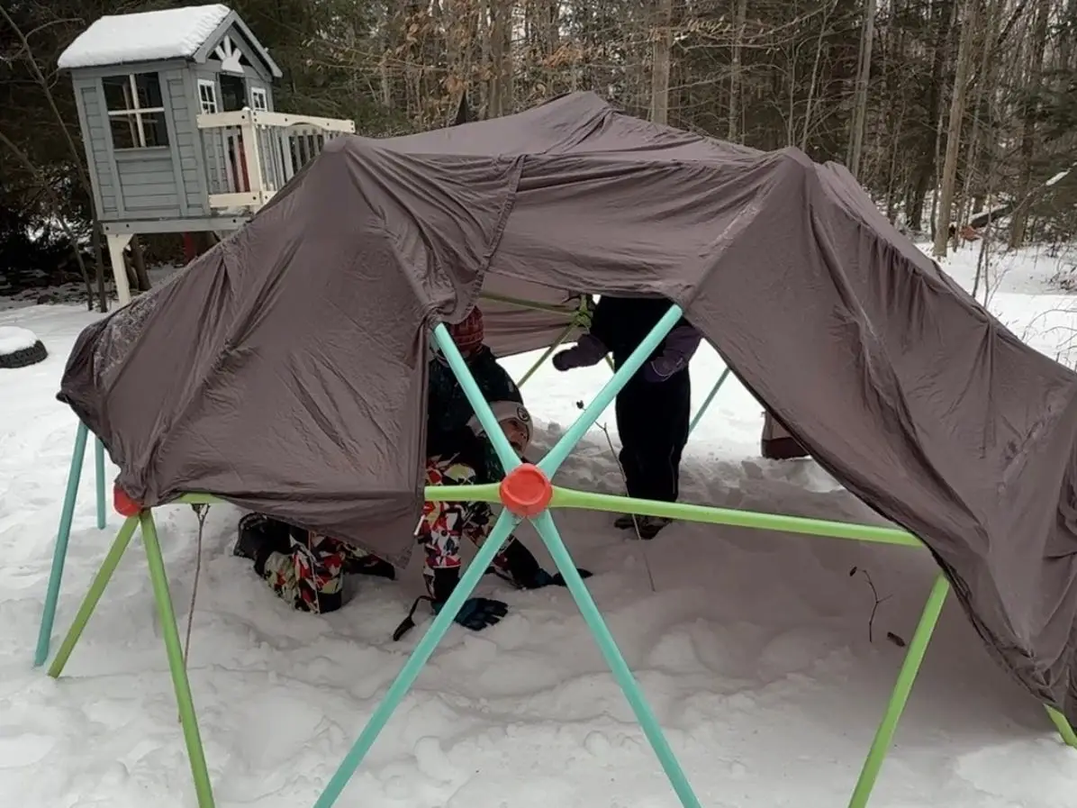 Kids inside a climbing dome