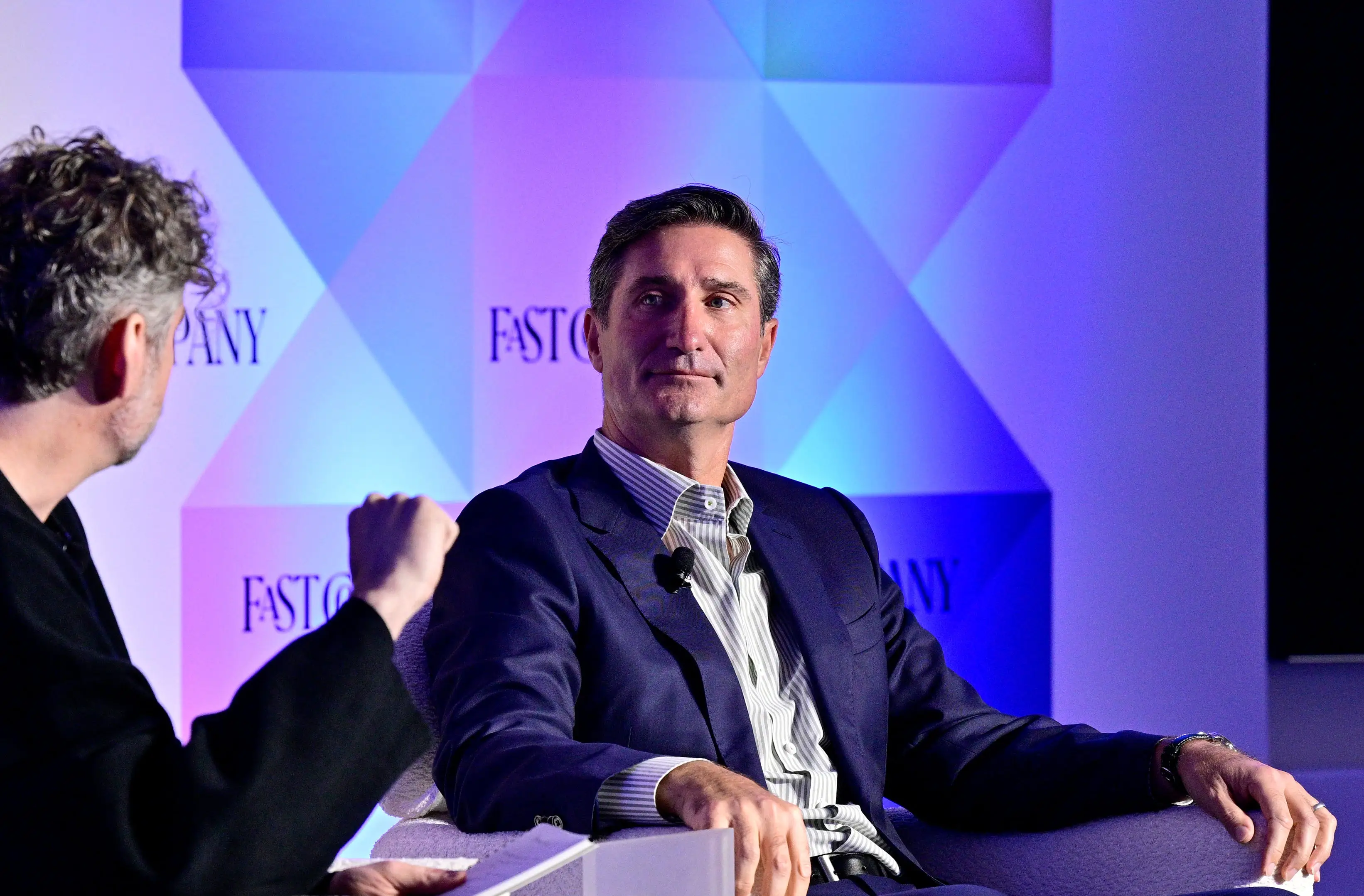 Mark Wilson and Brian Niccol speak onstage during the Fast Company Innovation Festival 2025 on September 16, 2025 in New York City.