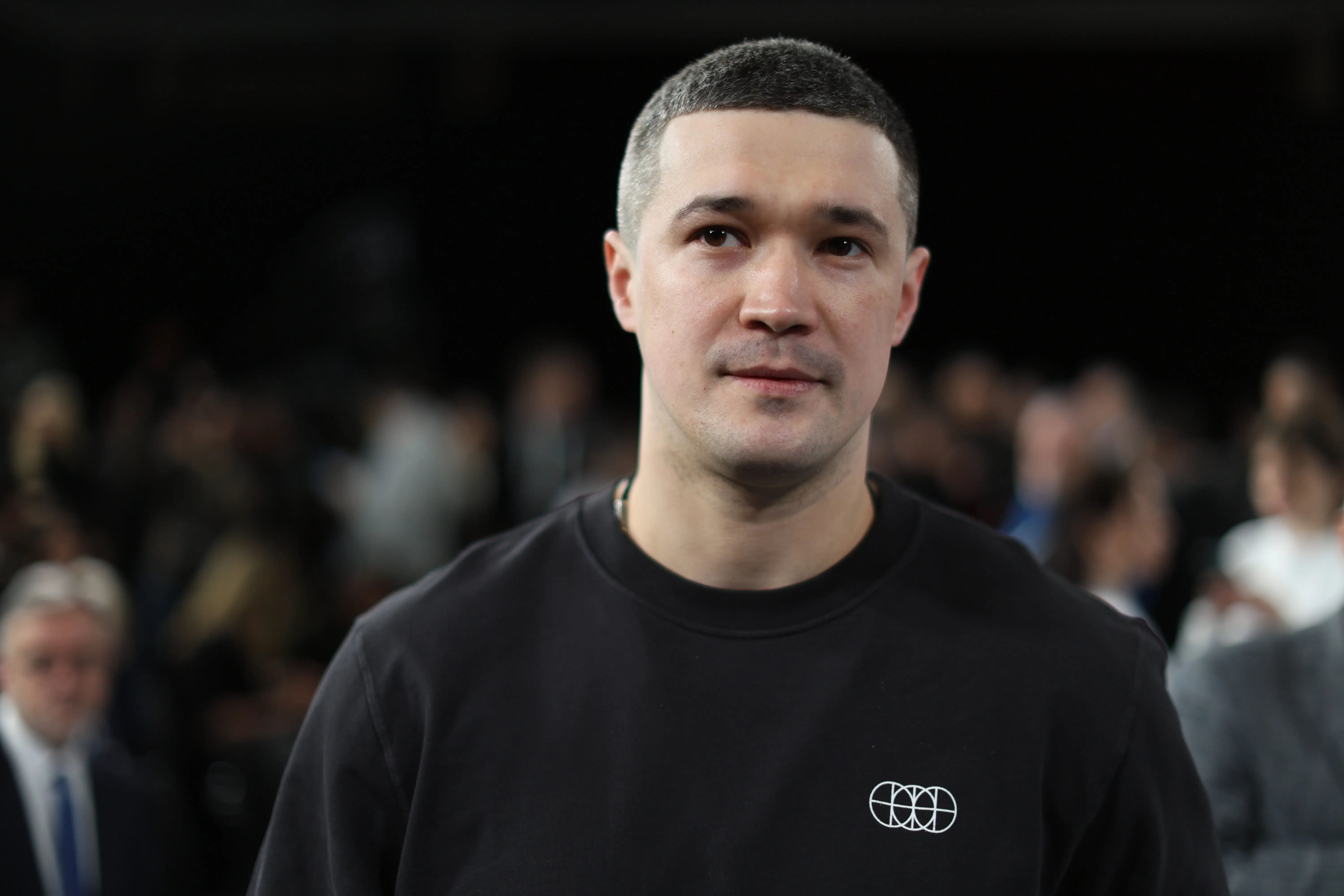 Mykhailo Fedorov stands during an event.