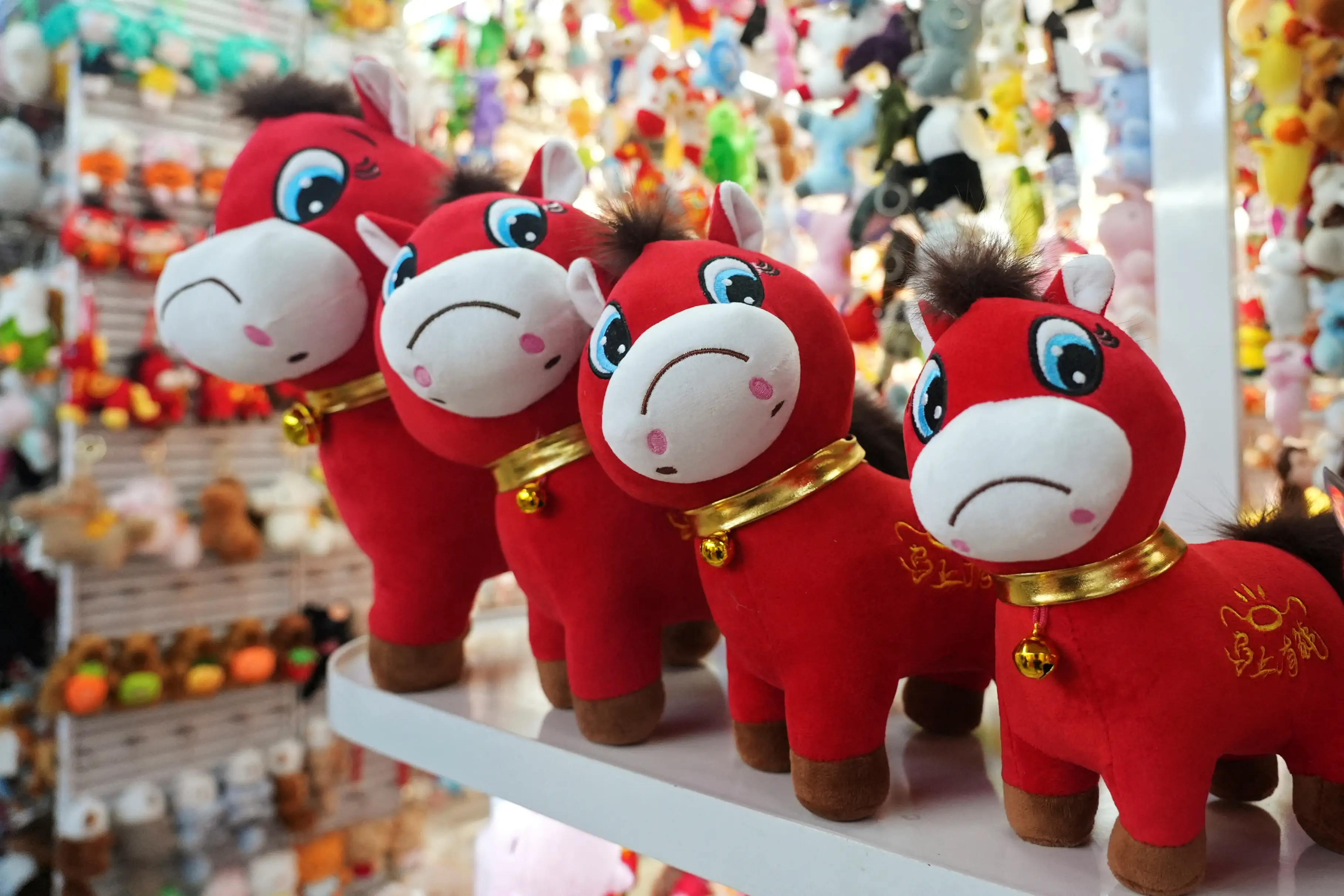 Crying horse plush toys sit on display ahead of the Chinese Lunar New Year, which will welcome the Year of the Horse, at Yiwu International Trade City in Yiwu, Zhejiang province, China January 21, 2026.