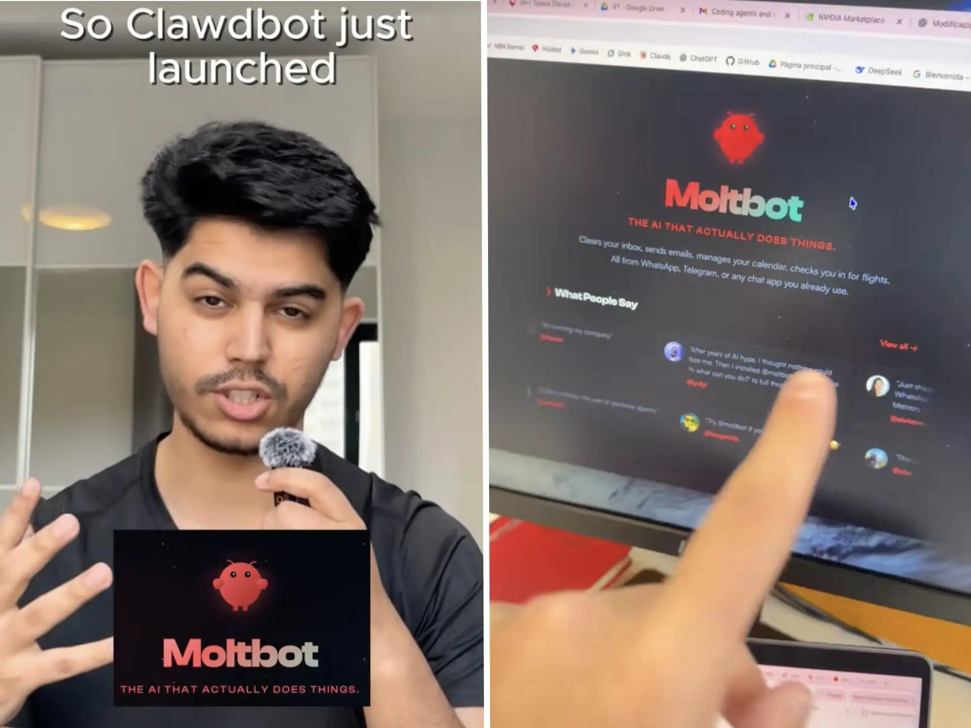 TikToks showing Moltbot, the renamed Clawdbot, is pictured.