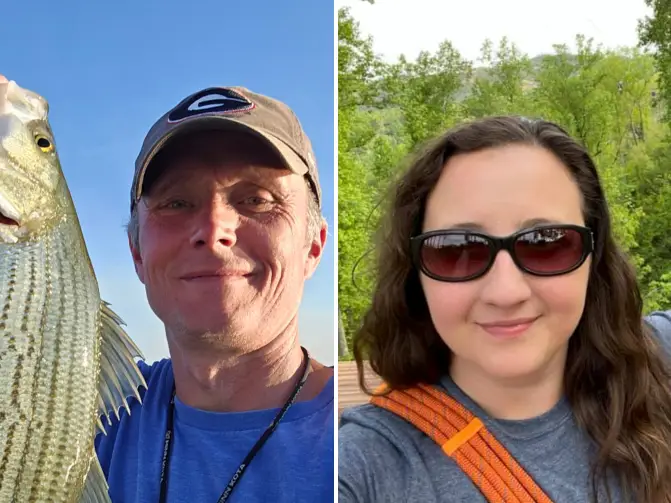 Alli Hill and her husband on different trips