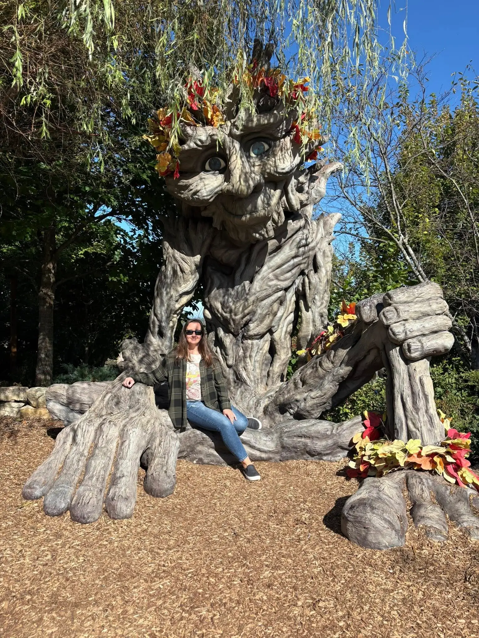 Alli Hill sitting in a tree during a solo trip