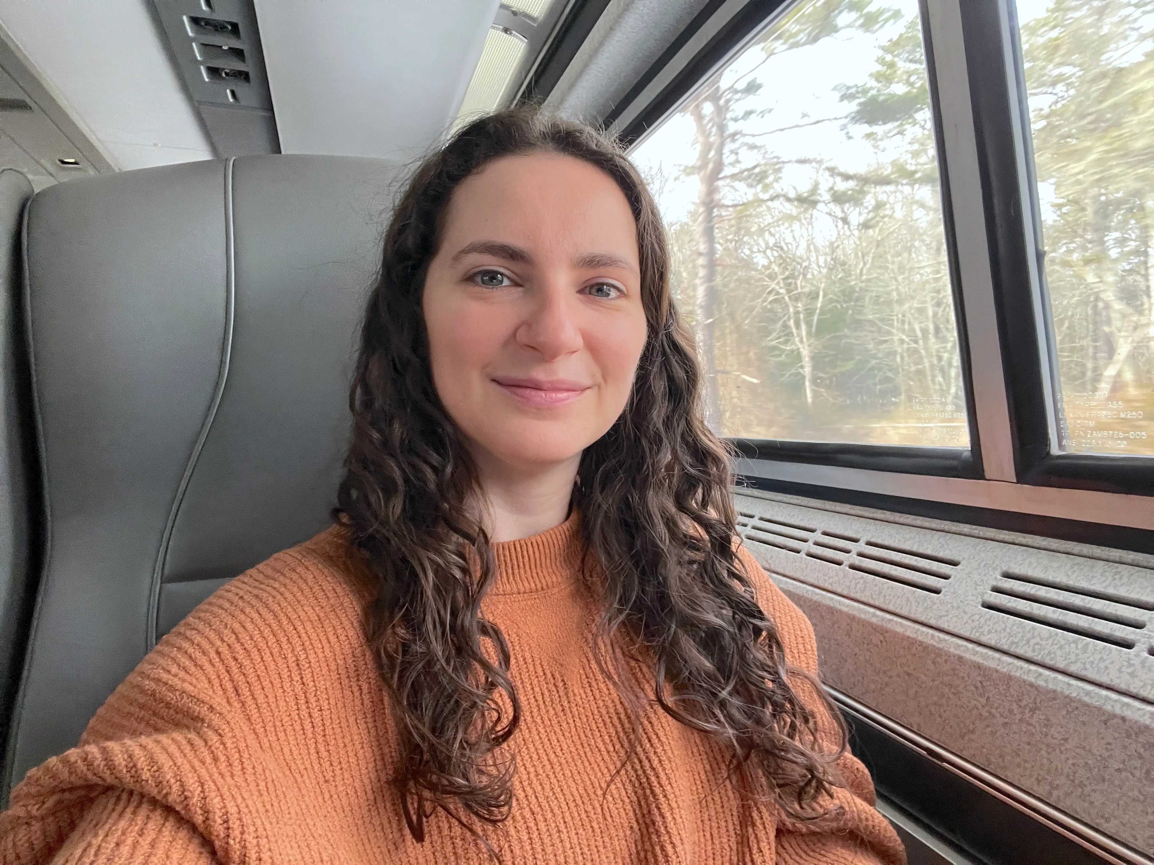 Talia Lakritz on an Amtrak train.