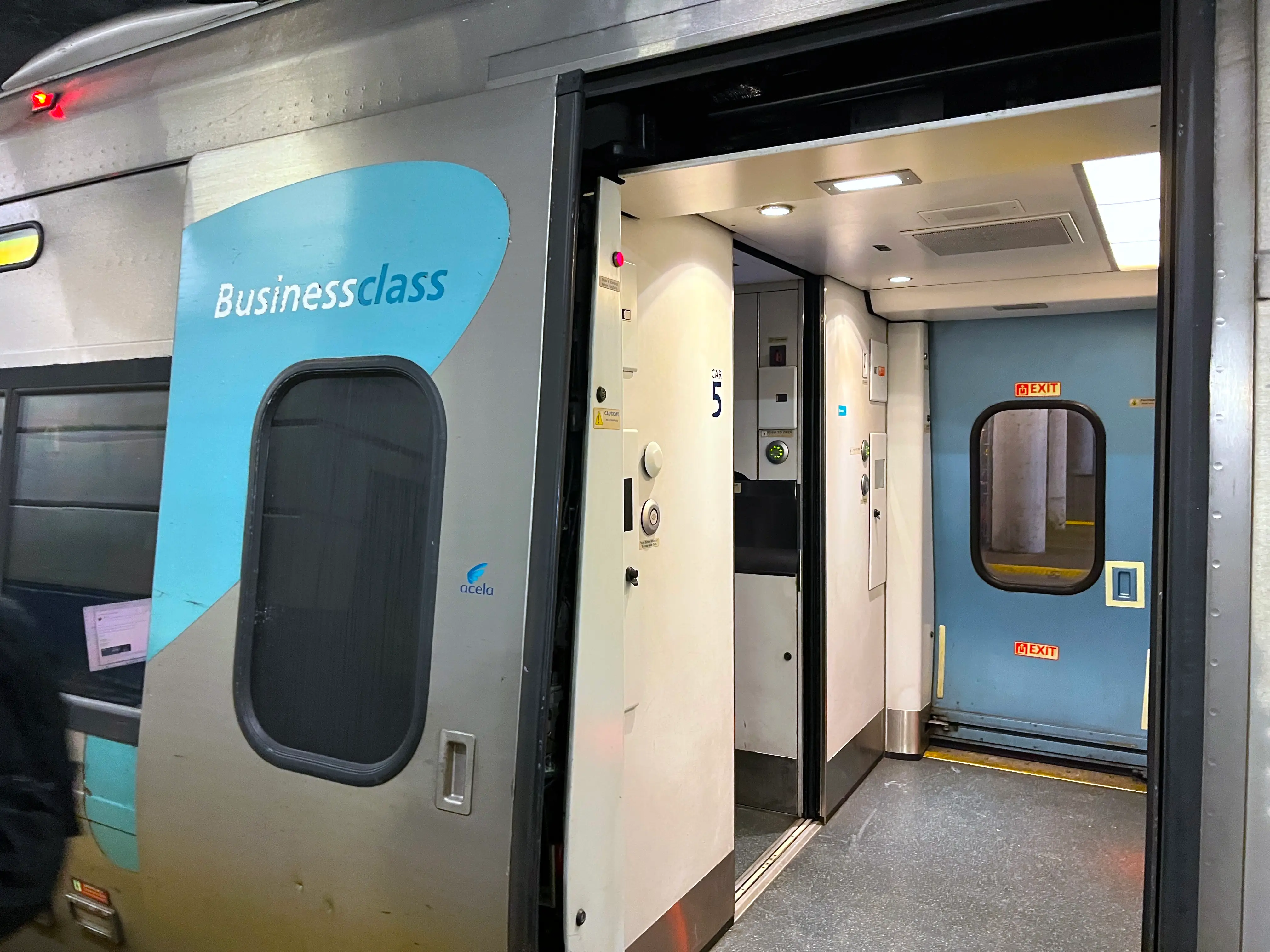A business class Acela car.