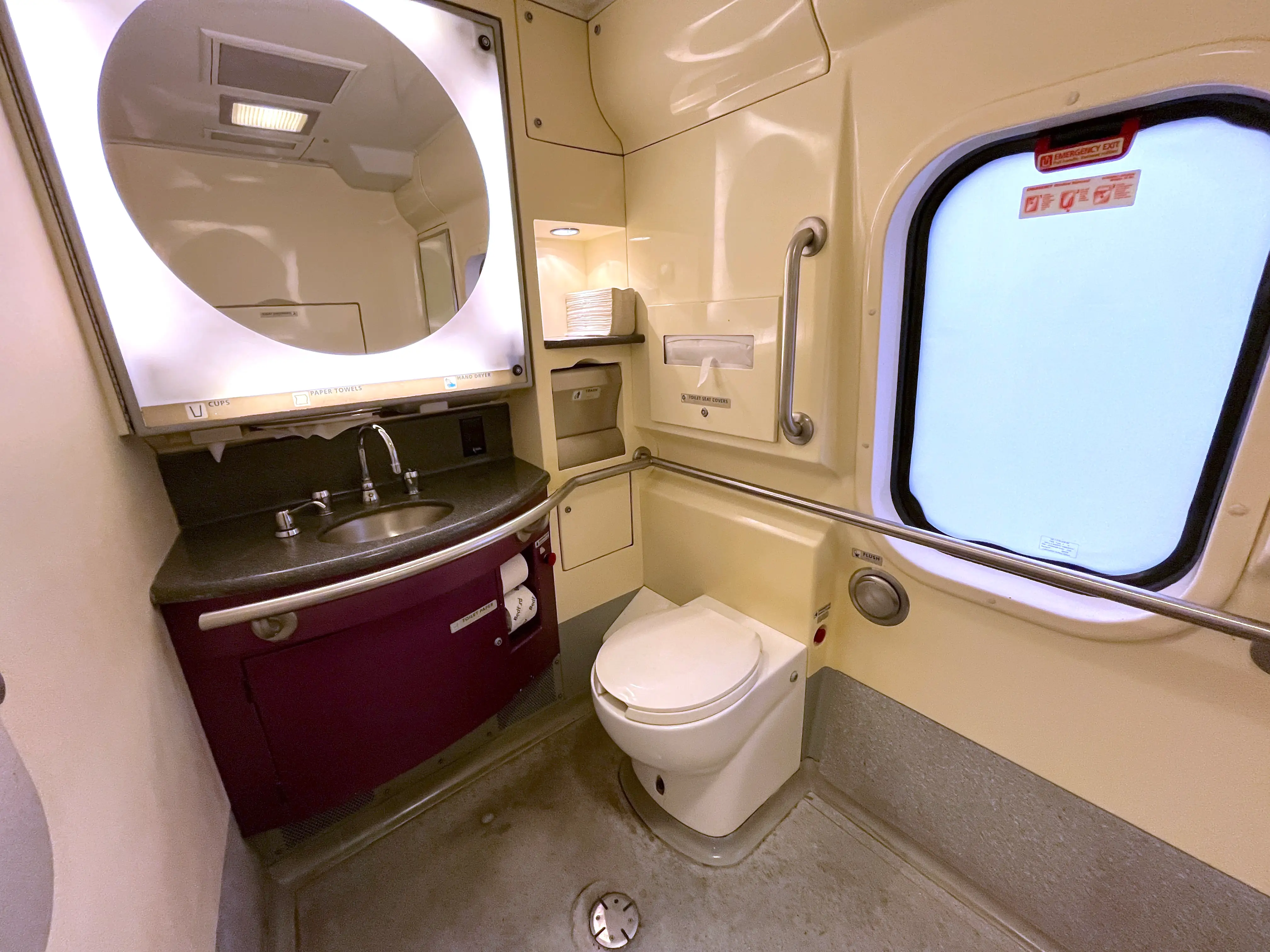 A bathroom in business class.