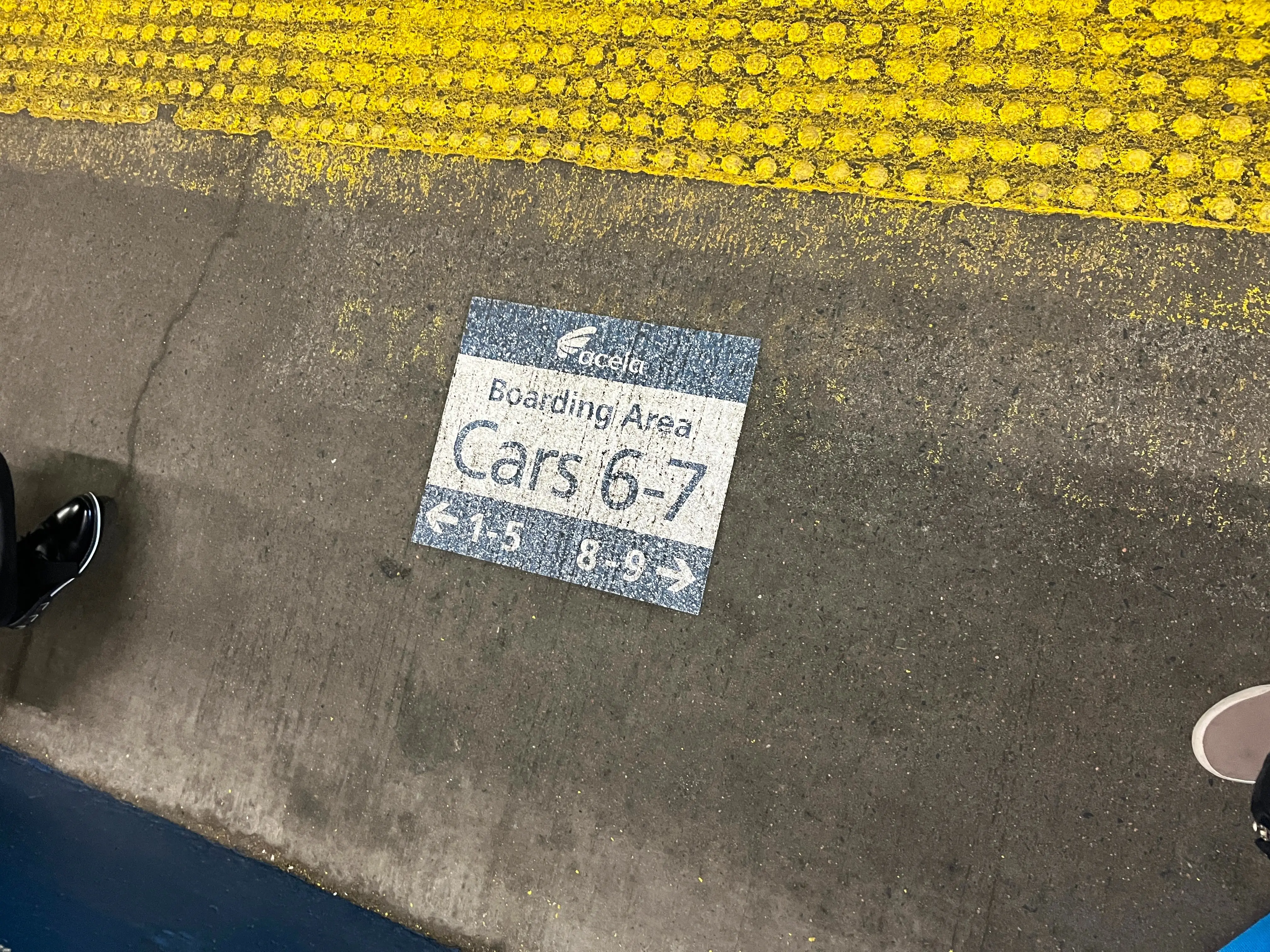 Boarding indicators for Acela trains.