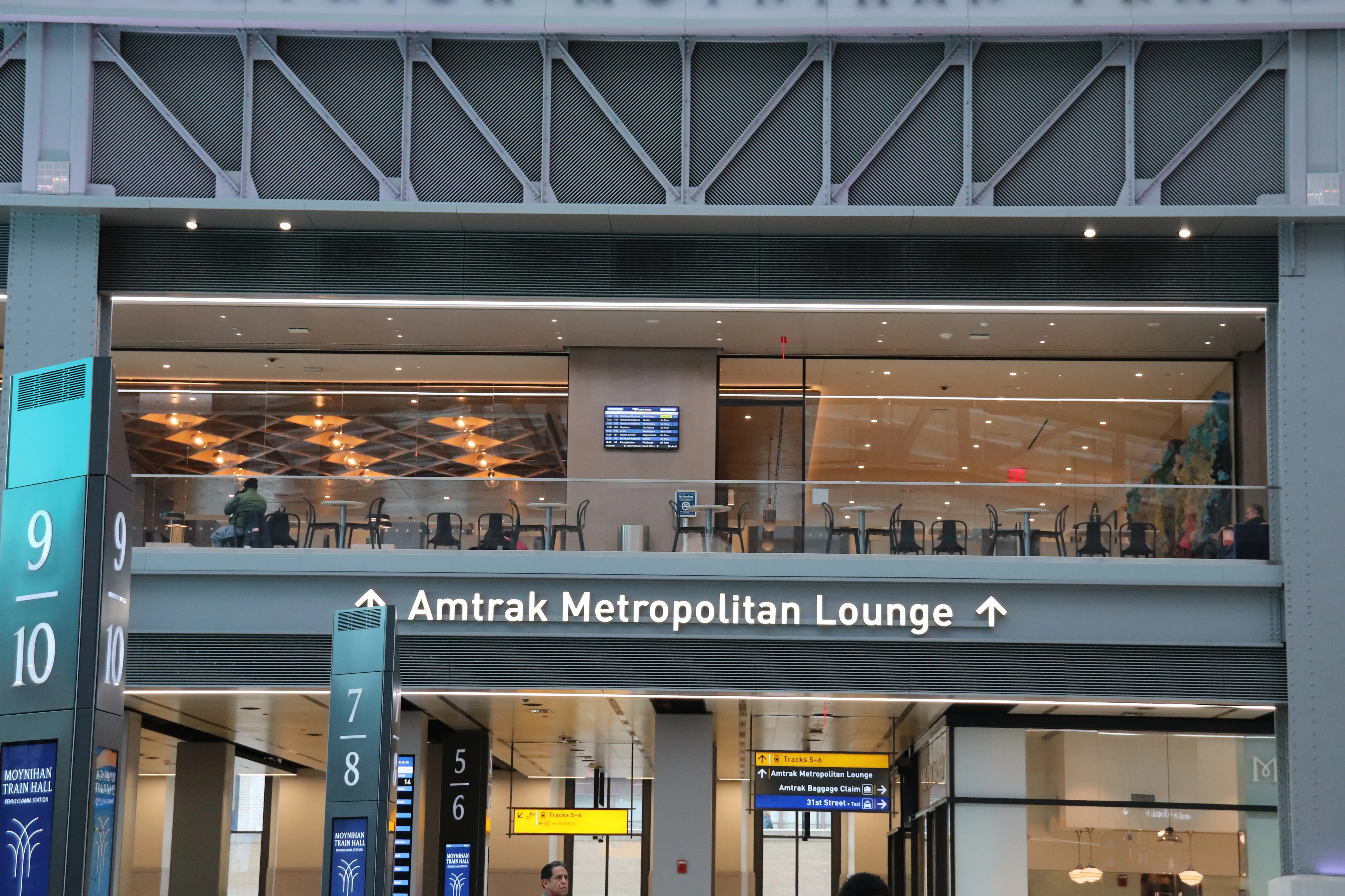 The Amtrak Metropolitan Lounge at Penn Station.