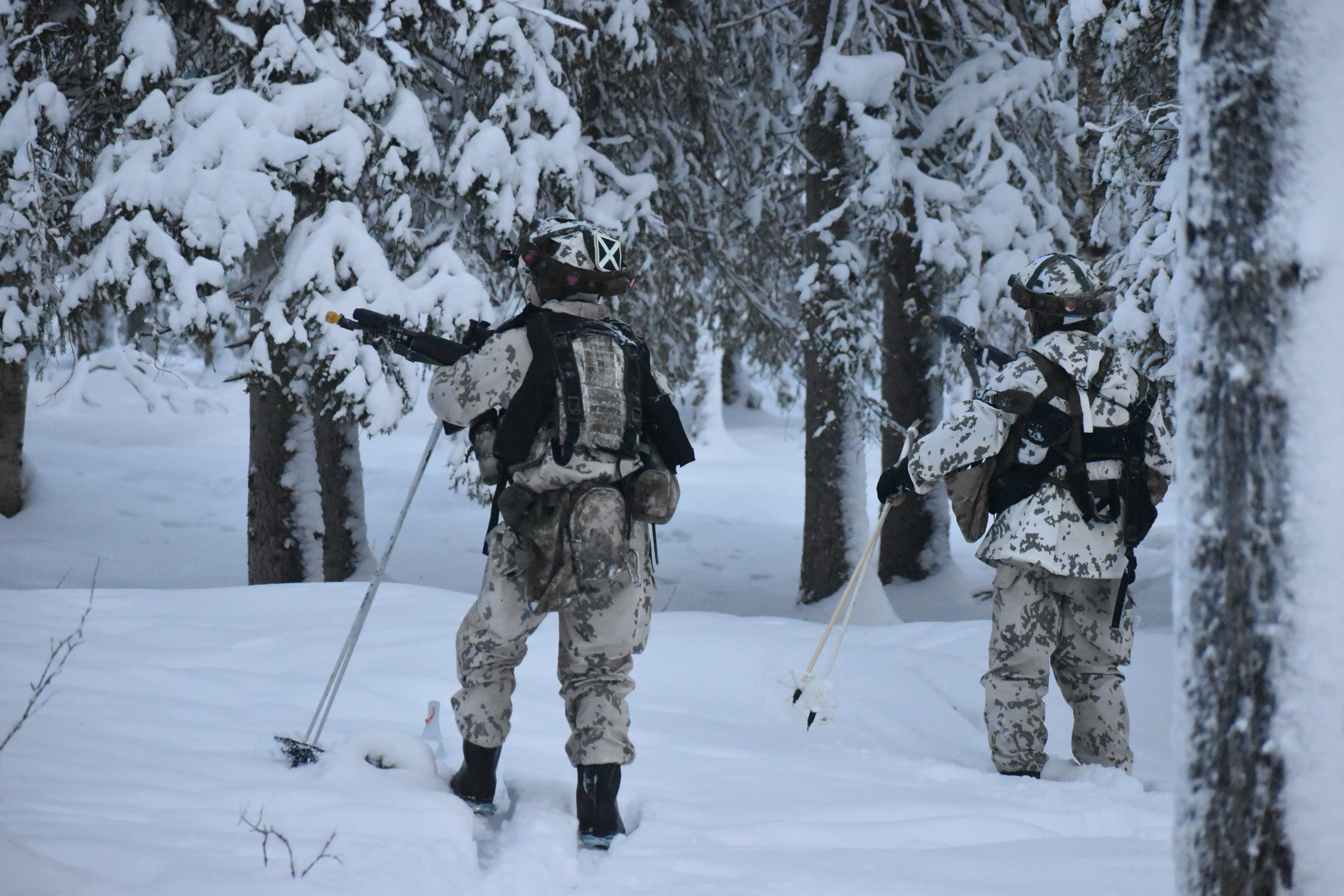 NATO soldiers participate in a combat exercise in northern Finland in January 2026.
