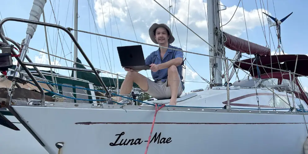 I left the US and work remotely from a boat in Southeast Asia. My hours are 9 p.m. to 5 a.m., but I still have time for adventures.