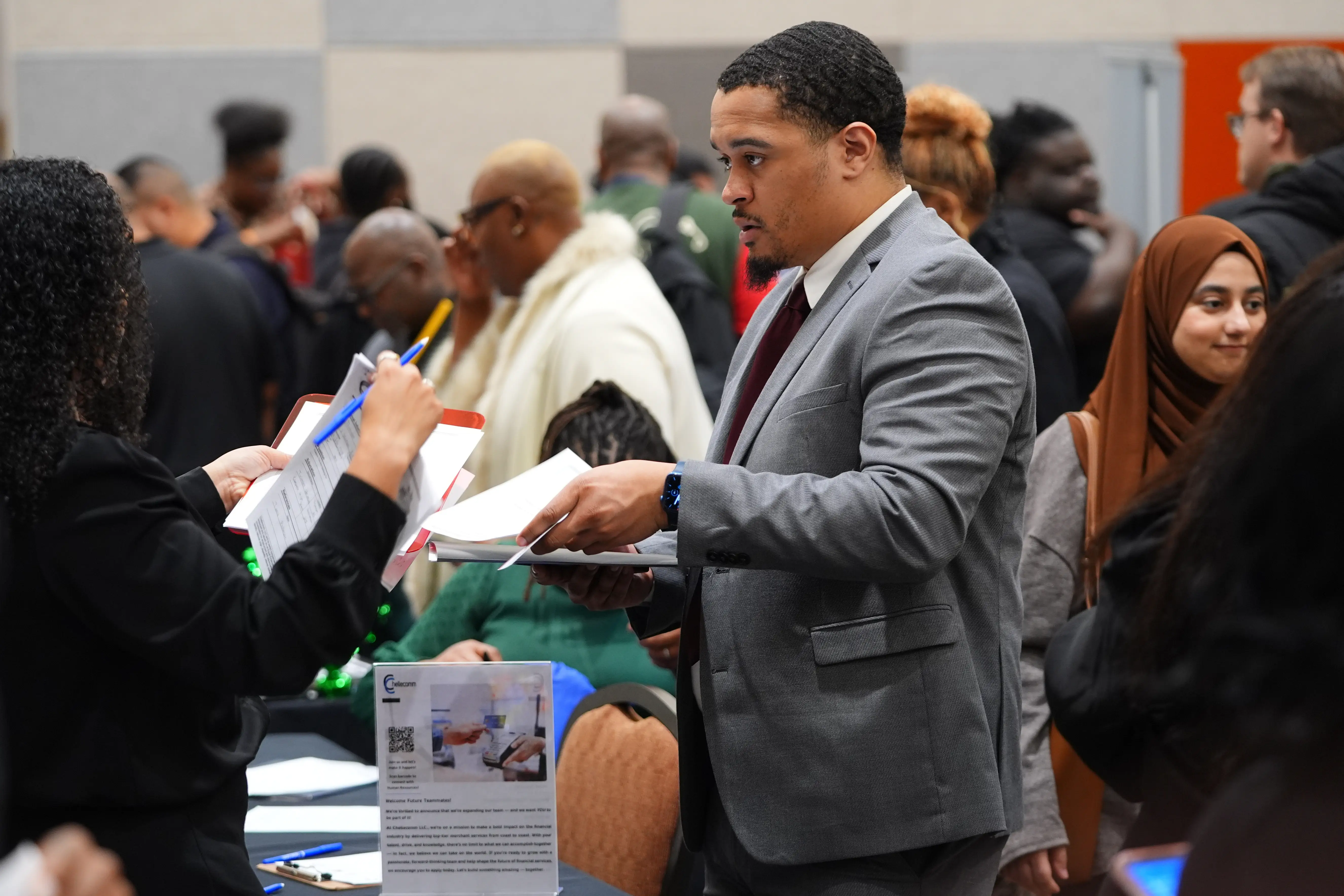 A man at a job fair in Dallas