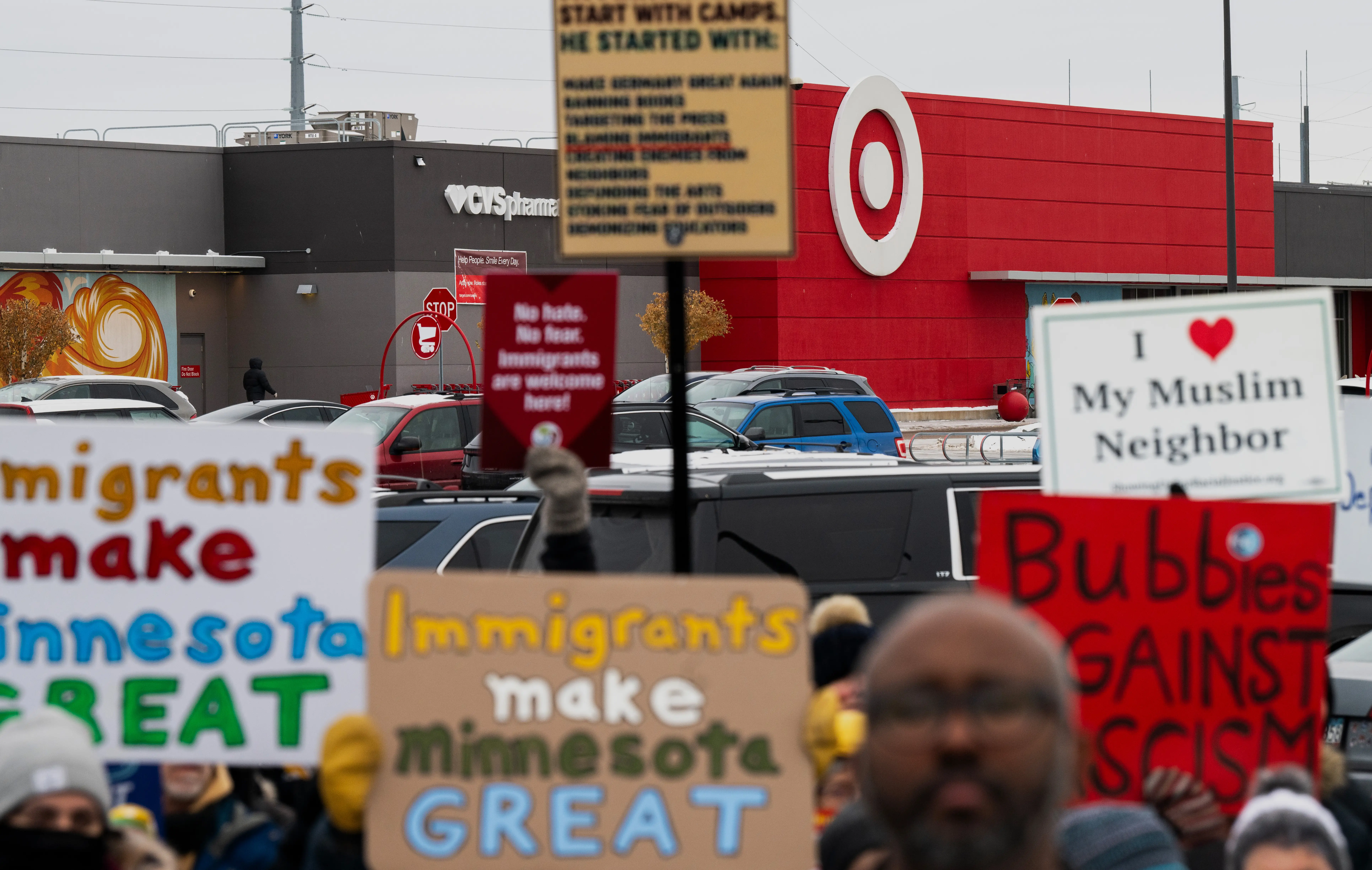 A protest in front of a Target.