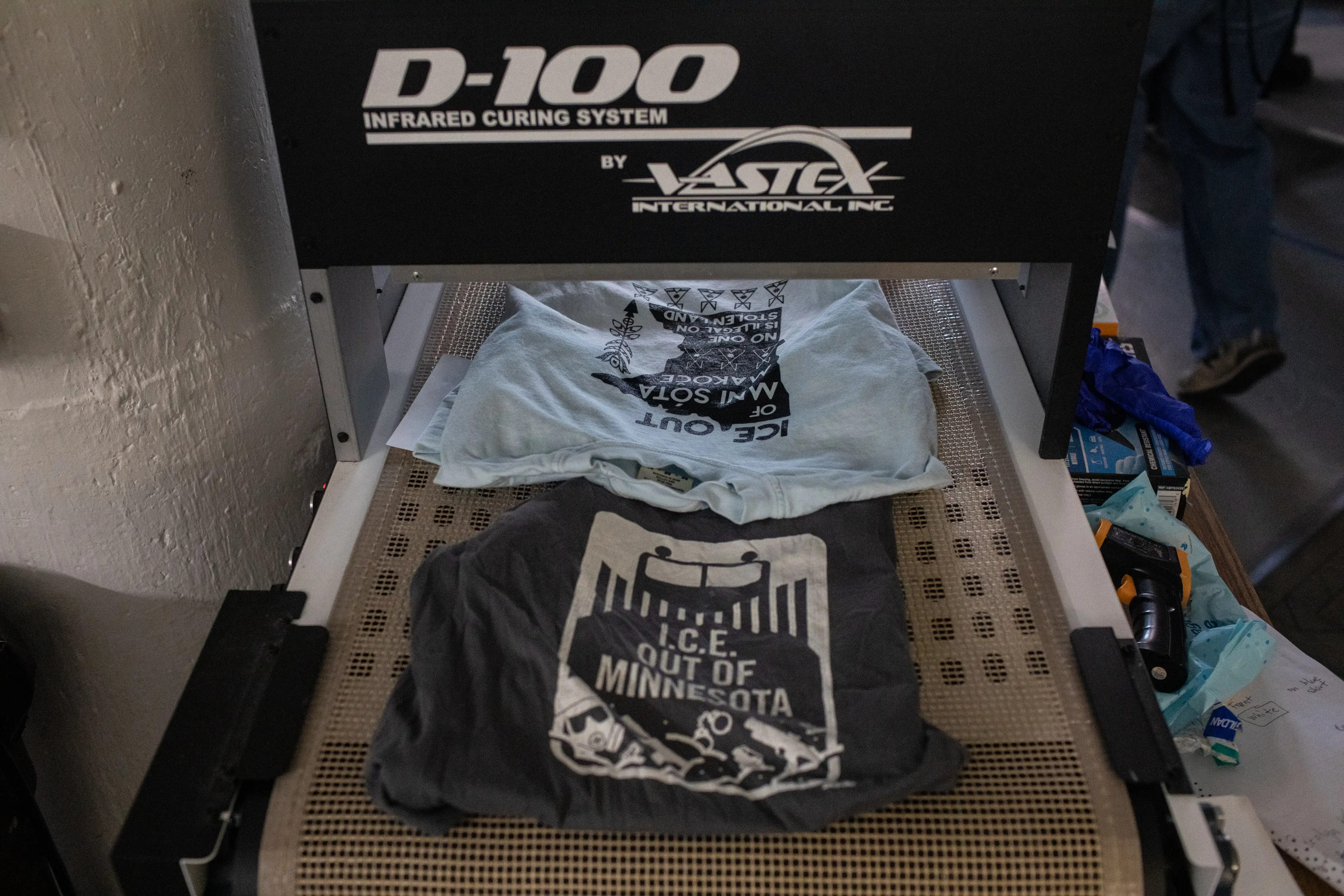 Anti-ICE screen printing.