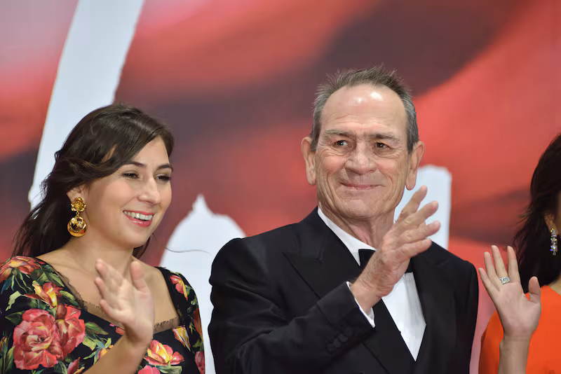 TOKYO, JAPAN - OCTOBER 25 : Director Tommy Lee Jones (R) President of the Jury of the 30th Tokyo International Film Festival attends the red carpet with her daughter Victoria Jones (L) member of the International Competition Jury on October 25, 2017 in Tokyo, Japan. (Photo by David Mareuil/Anadolu Agency/Getty Images)