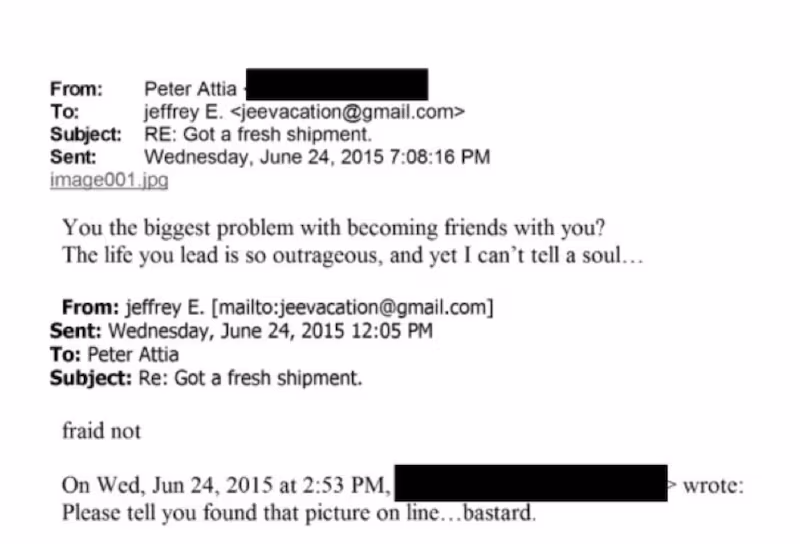 Peter Attia's email to Epstein.