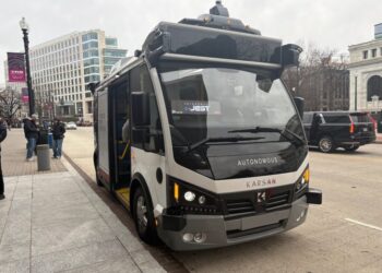 Officials showed off a robo-bus in D.C. It got hit by a Tesla driver.