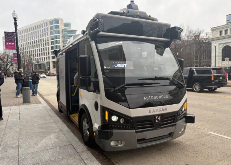 Officials showed off a robo-bus in D.C. It got hit by a Tesla driver.