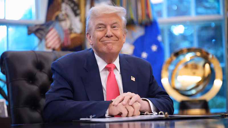 WASHINGTON, DC - AUGUST 14:  U.S. President Donald Trump speaks in the Oval Office on August 14, 2025 in Washington, DC. Trump is expected to issue a proclamation on the 90th anniversary of Social Security and highlight his administration's efforts on the program. (Photo by Andrew Harnik/Getty Images)